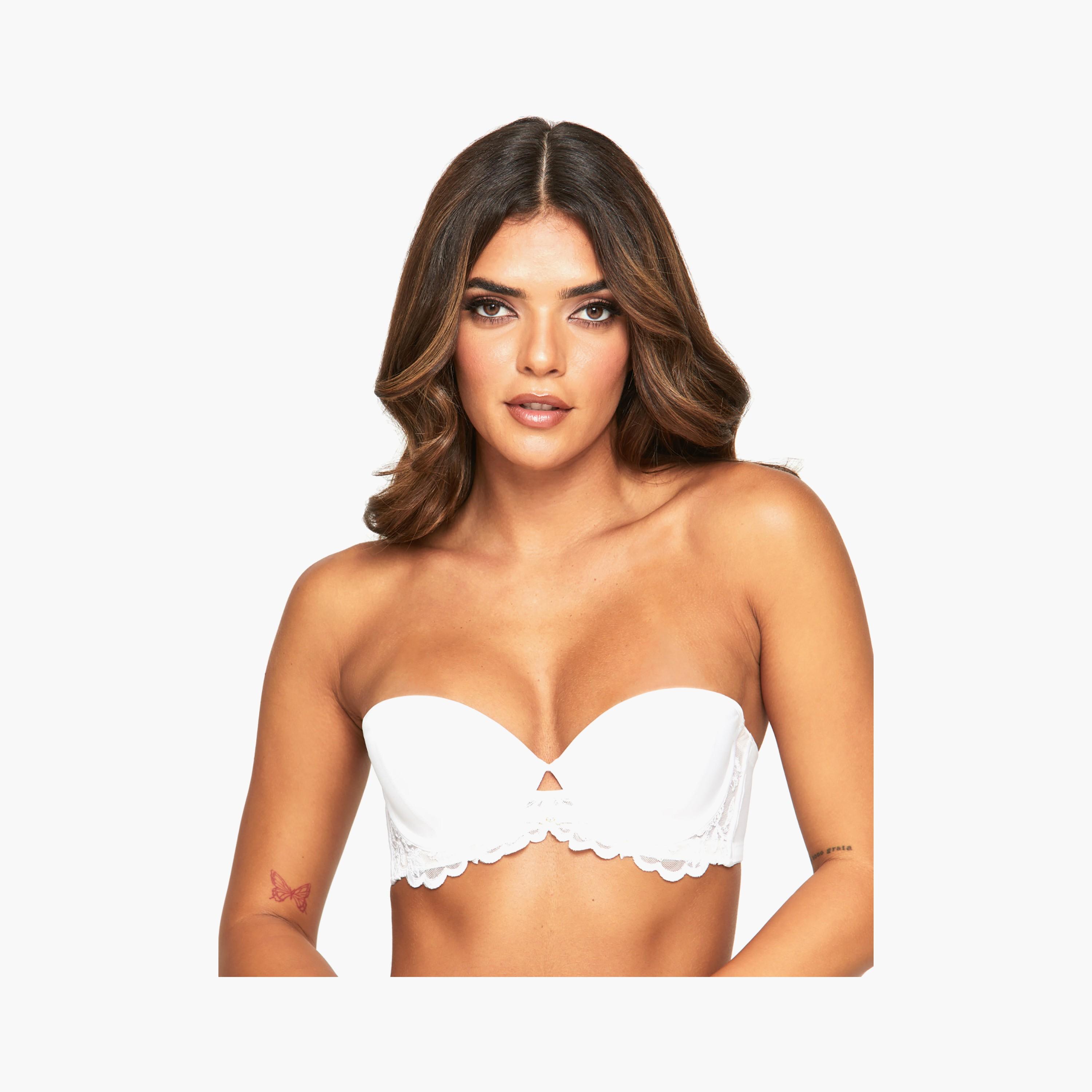 Ann Summers The Icon White Lace Wired Medium Support Padded Women's Multiway Balconette Bra-women-clothing-lingerie-bras-image-2