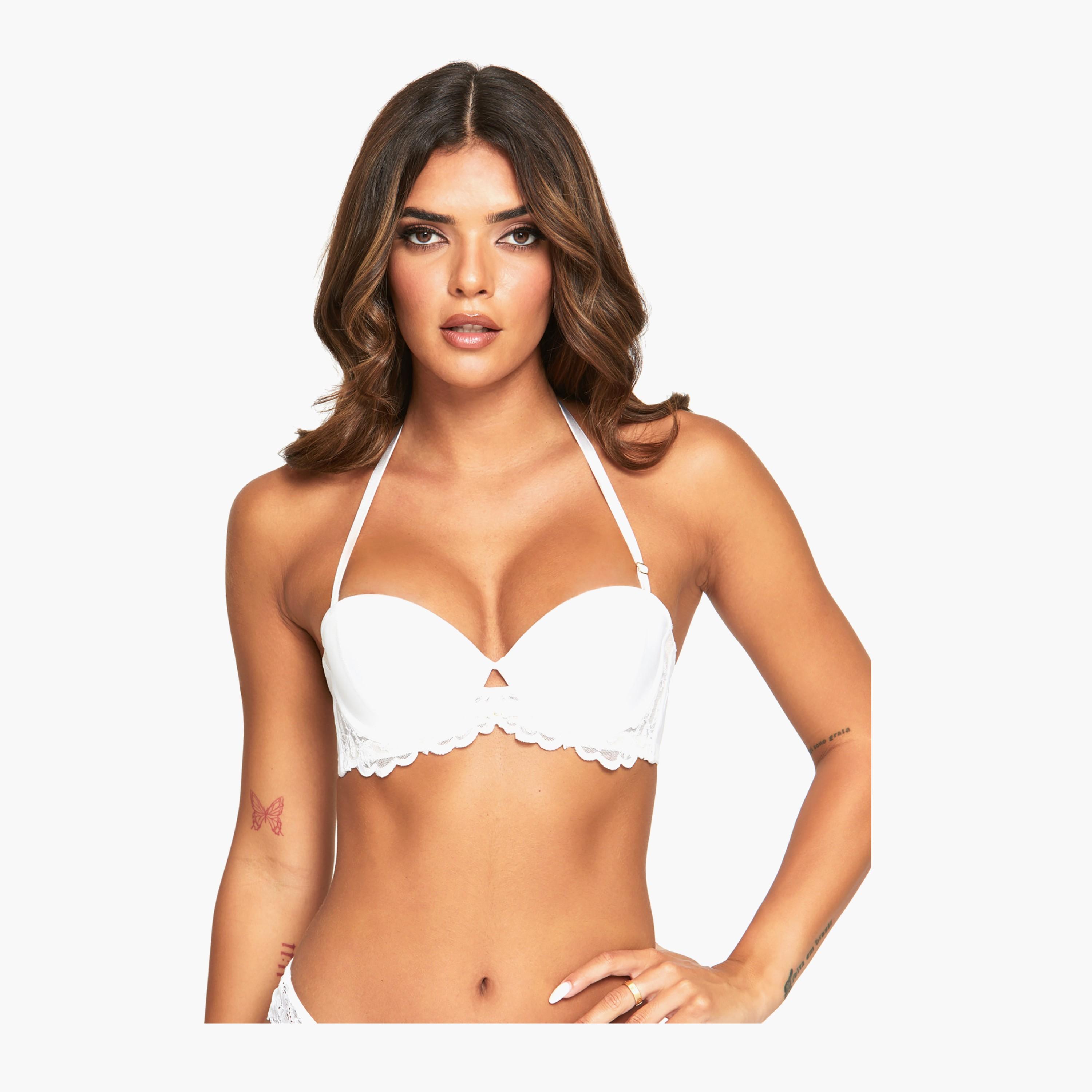 Ann Summers The Icon White Lace Wired Medium Support Padded Women's Multiway Balconette Bra-women-clothing-lingerie-bras-image-3