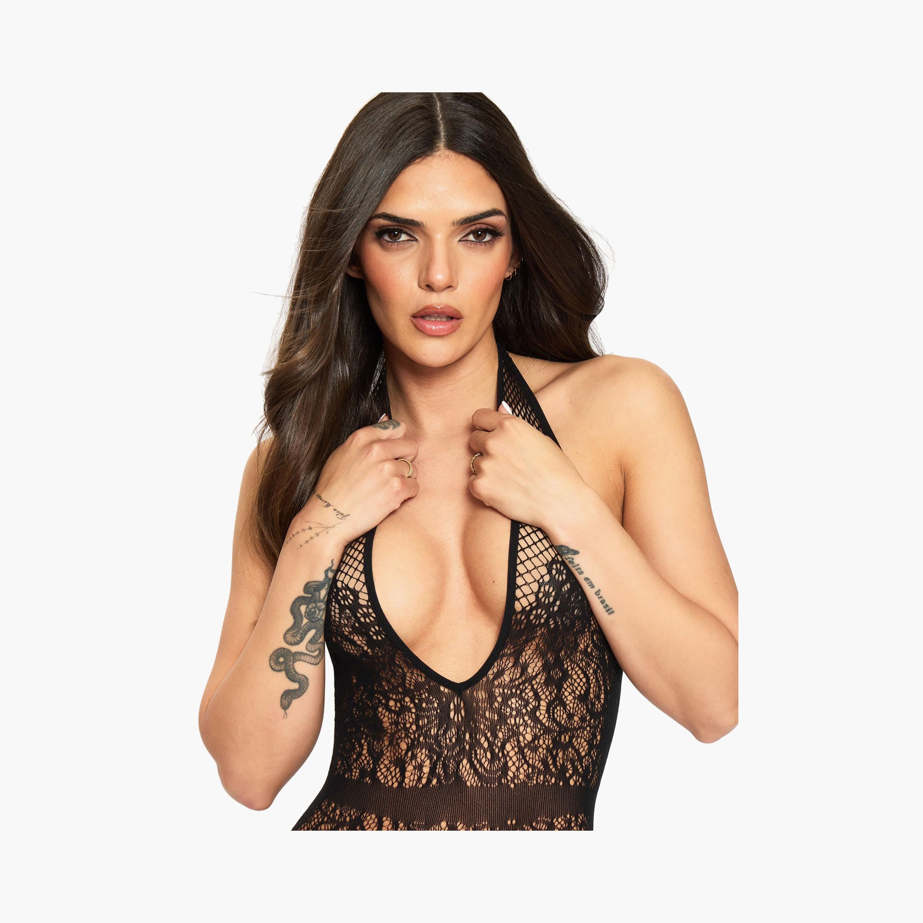 Ann Summers Mia Crotchless Black Non-Wired Non-Padded Women's Bodystocking-women-clothing-lingerie-babydollsandbodysuits-image-4