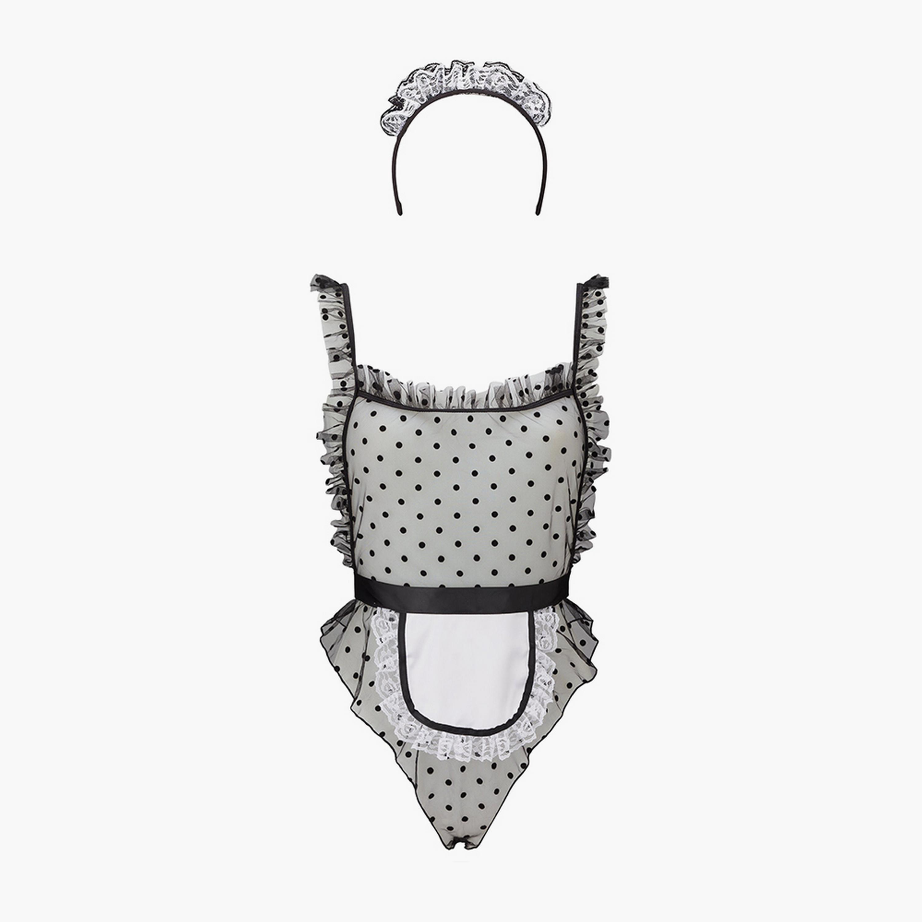 بادي نسائي شبكي أسود غير مبطن "تيكل ماي فانسي ميد" من آن سمرز-women-clothing-lingerie-babydollsandbodysuits-image-4