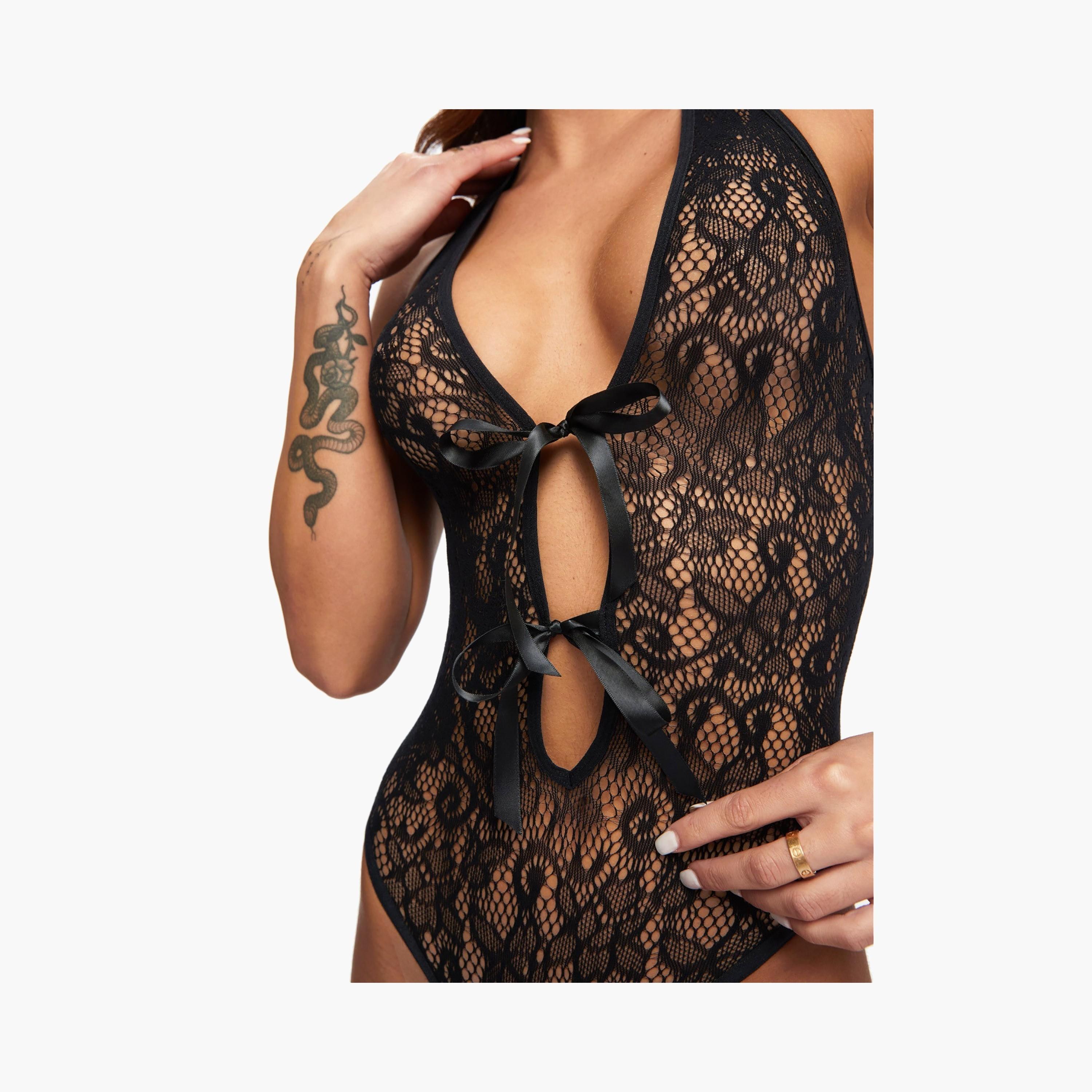 بودي سوت نسائي أسود غير مبطن مفتوح عند المنطقة الحساسة إكسترافاغانزا من آن سمرز-women-clothing-lingerie-babydollsandbodysuits-image-2