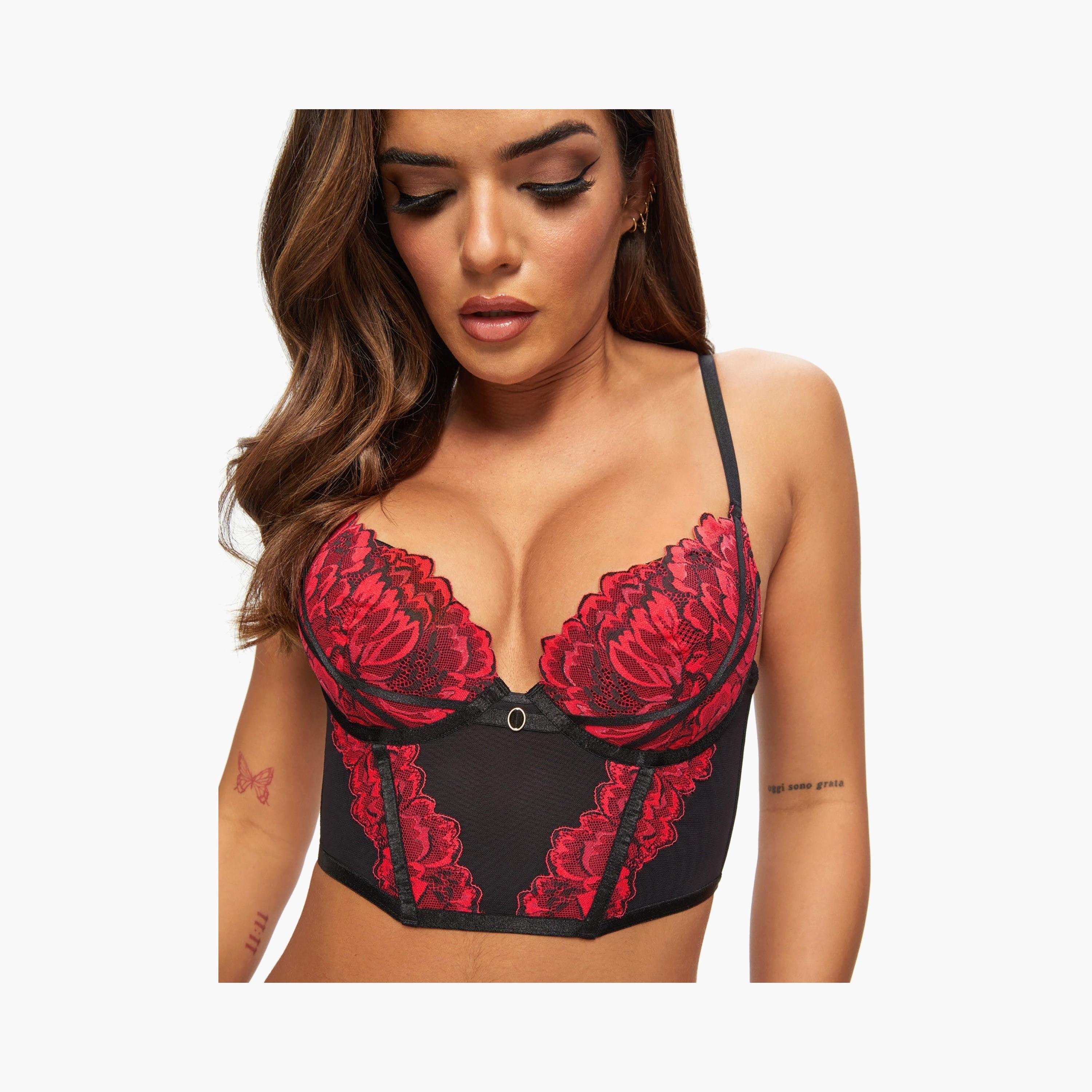 حمالة صدر كورسيه نسائية بدعم متوسط وبرباط من الدانتيل الأحمر نايت فول من آن سمرز-women-clothing-lingerie-corsets-image-3