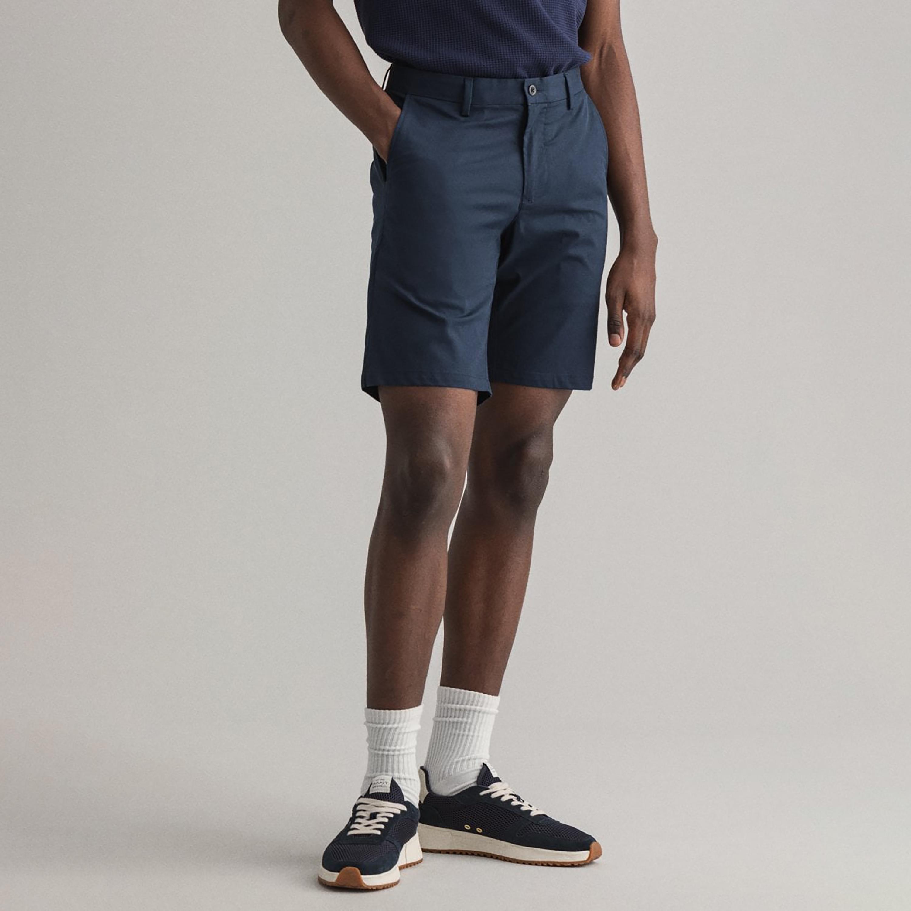 Gant Logo Detail Mid-Rise Buttoned Shorts-men-clothing-bottoms-shorts-image-1
