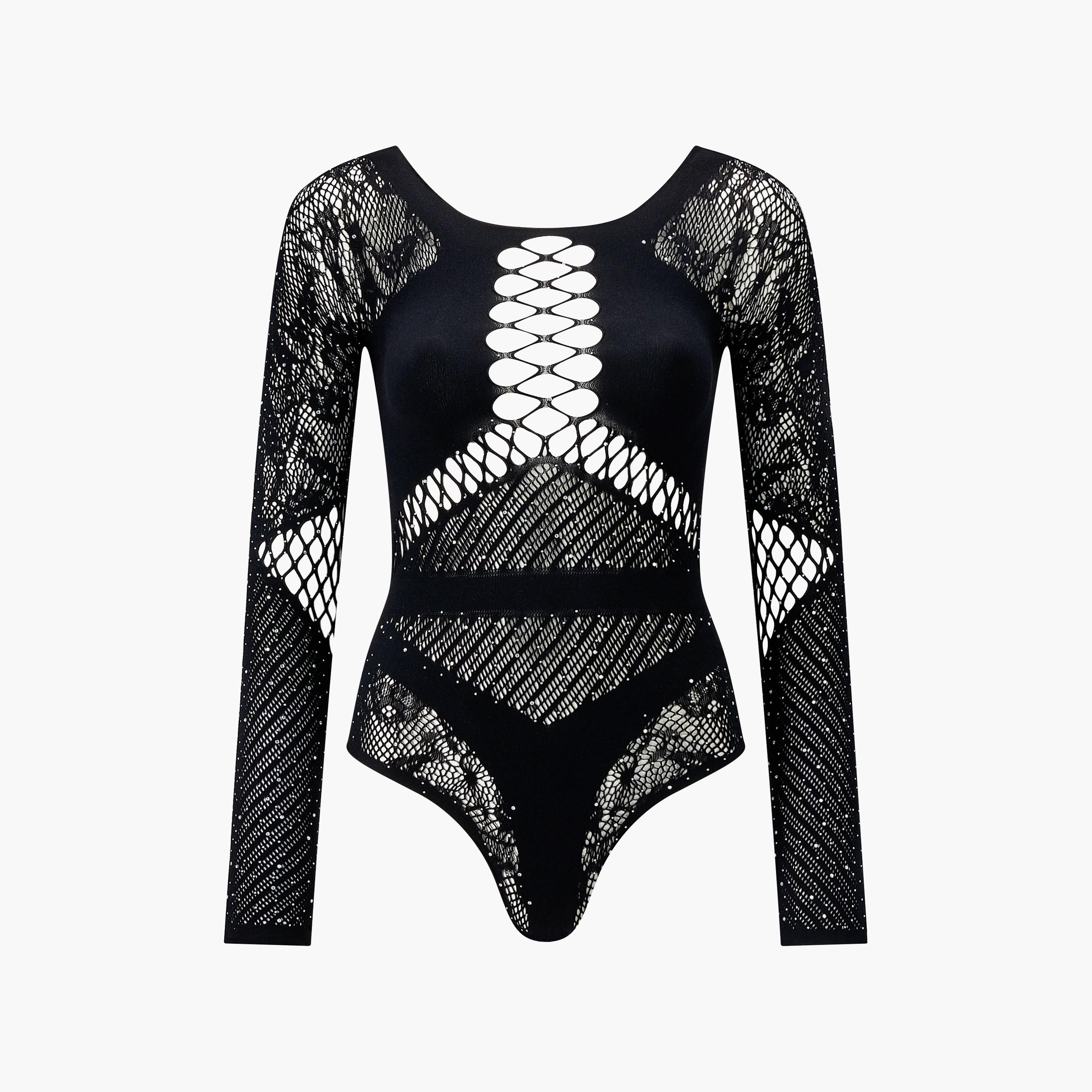 Ann Summers Paisley Black Embellished Non-Wired Non-Padded Women's Bodysuit-women-clothing-lingerie-babydollsandbodysuits-image-4