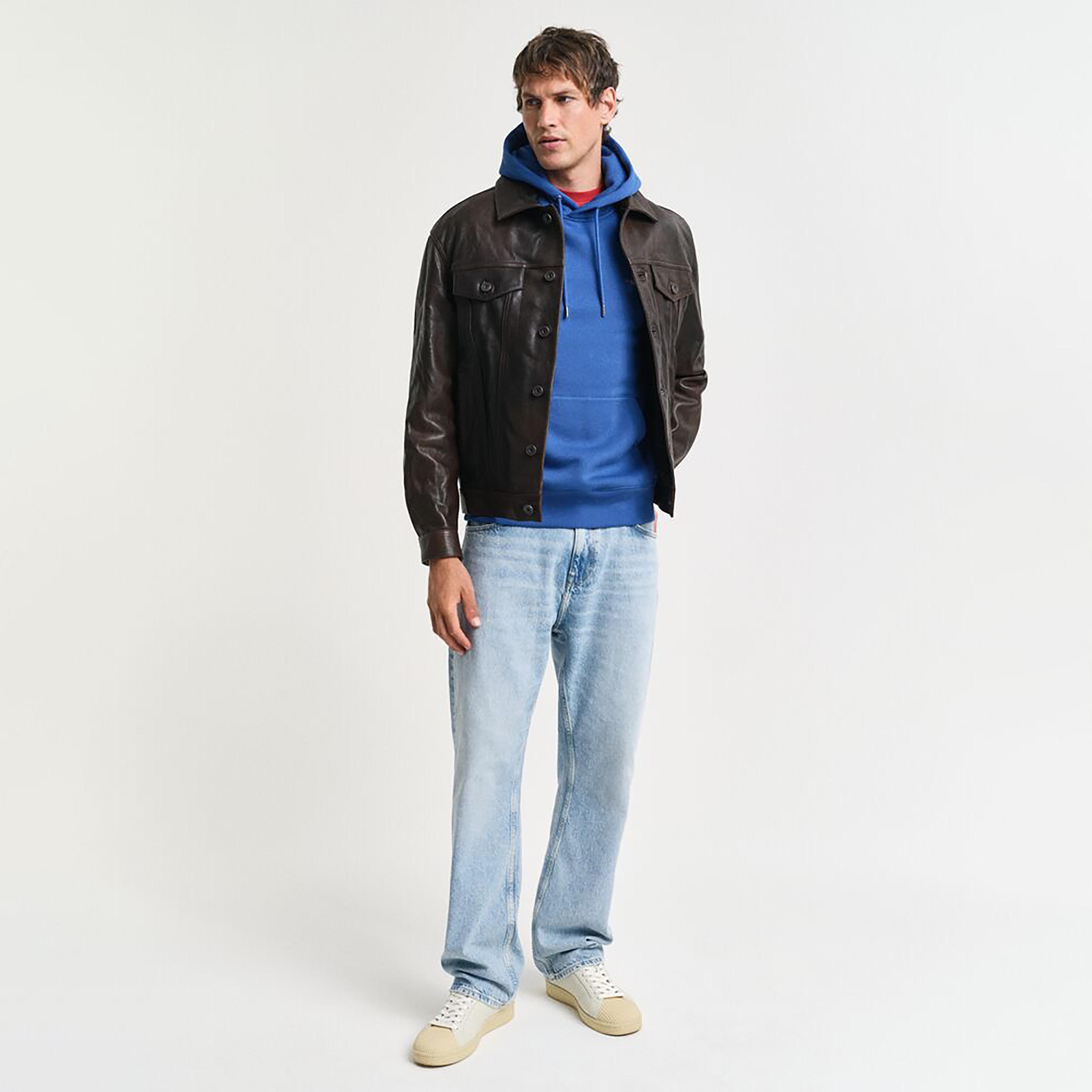 Gant Plain Hooded Neck Long Sleeves Men's Sweatshirt-men-winterwear-hoodiesandsweatshirts-image-2