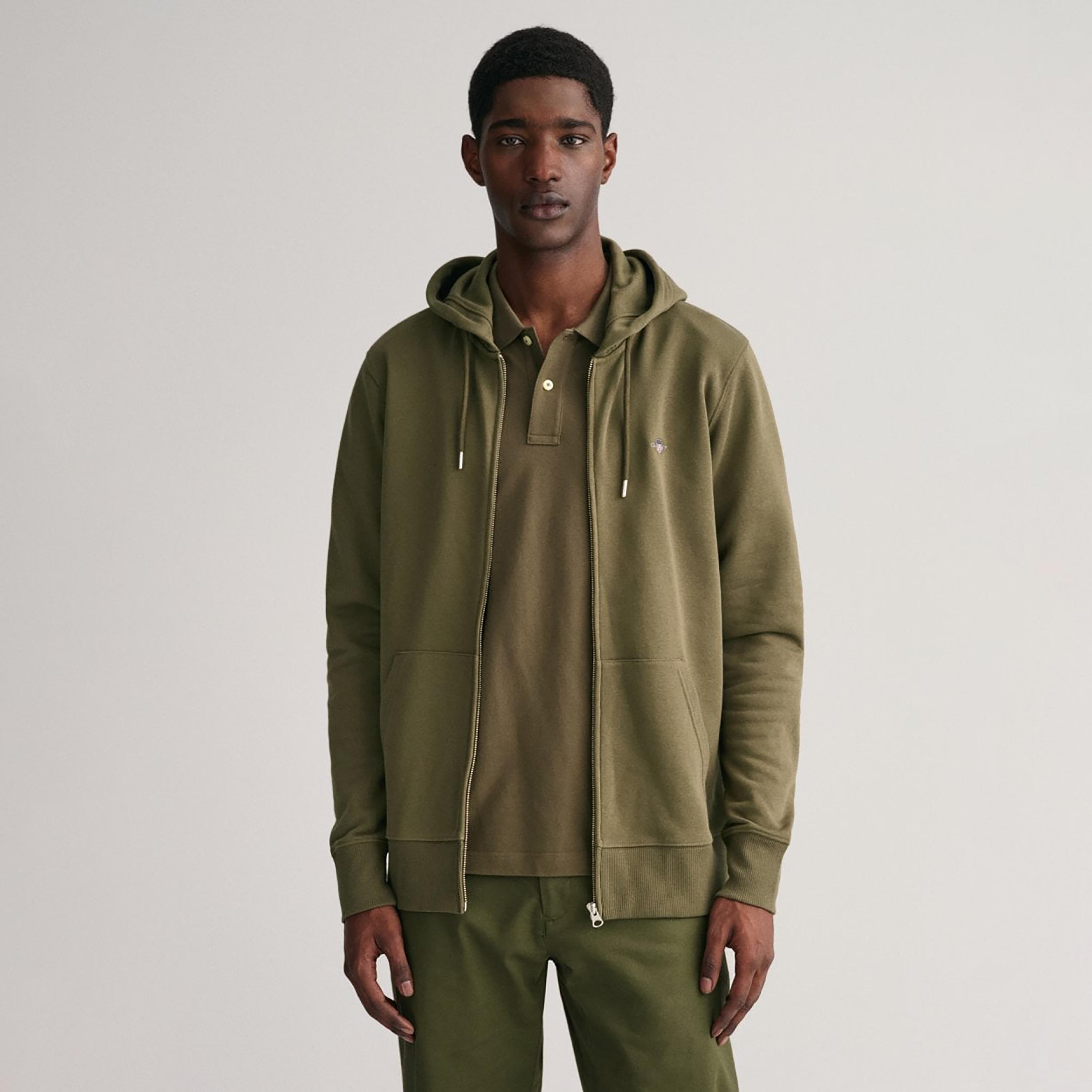 Gant Logo Detail Zip Through Hoodie with Split Pocket-men-winterwear-hoodiesandsweatshirts-image-1