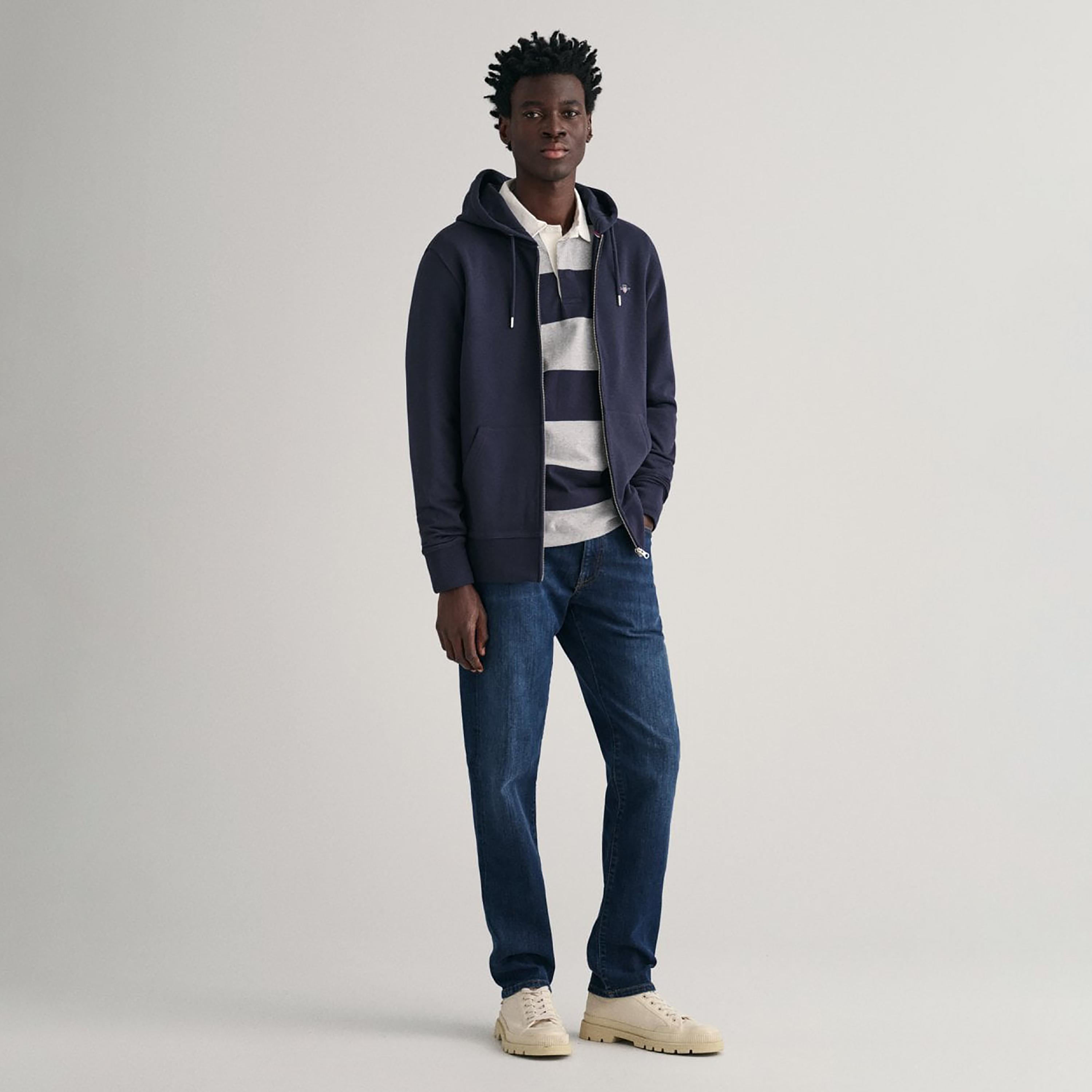 Gant Logo Detail Zip Through Hoodie with Split Pocket-men-winterwear-hoodiesandsweatshirts-image-2