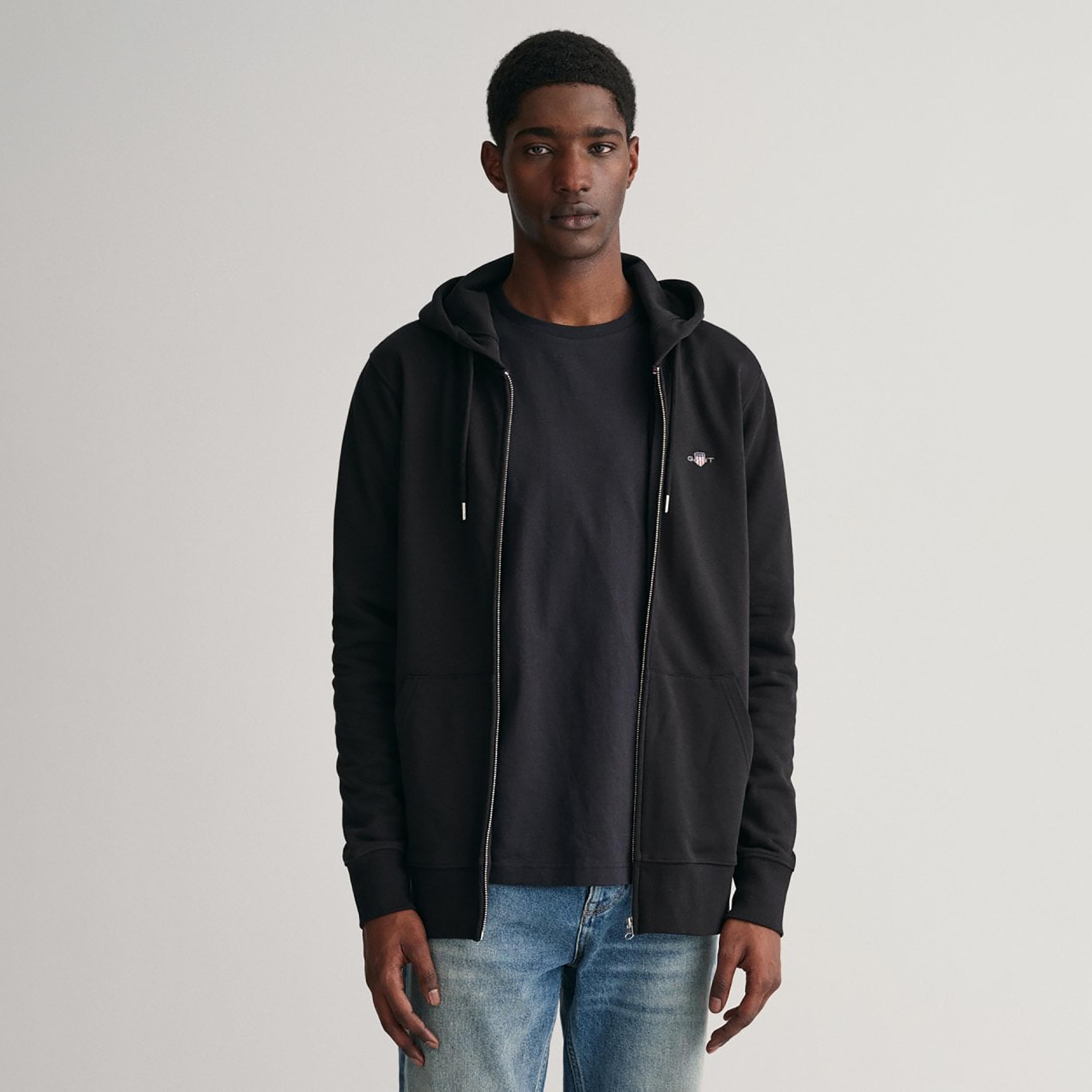 جانت لوجو التفاصيل مزين بسحاب من خلال هوديي مع جيب منفصل-men-winterwear-hoodiesandsweatshirts-image-1