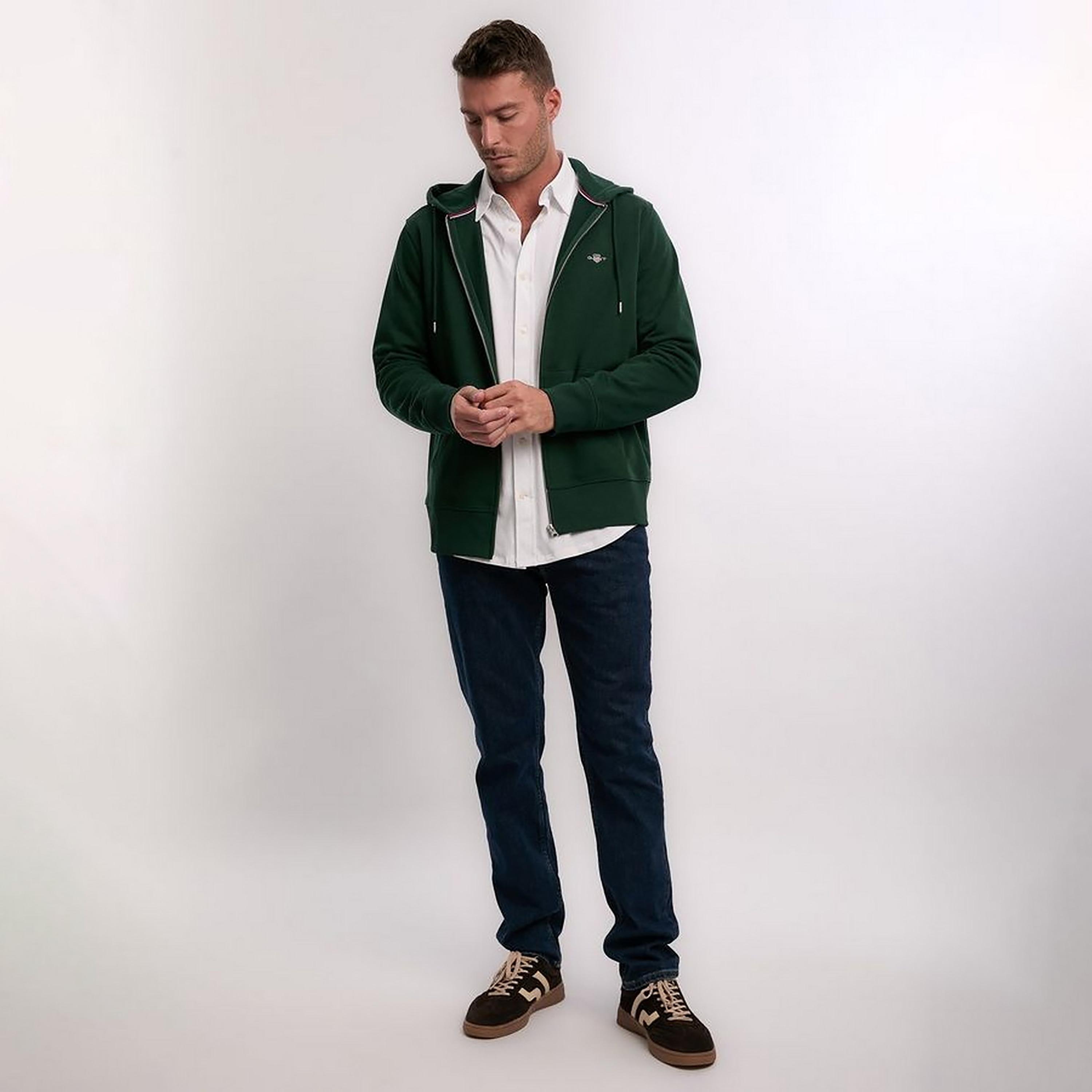 هودي رجالي سادة بأكمام طويلة وسحاب كامل من غانت-men-winterwear-hoodiesandsweatshirts-image-2