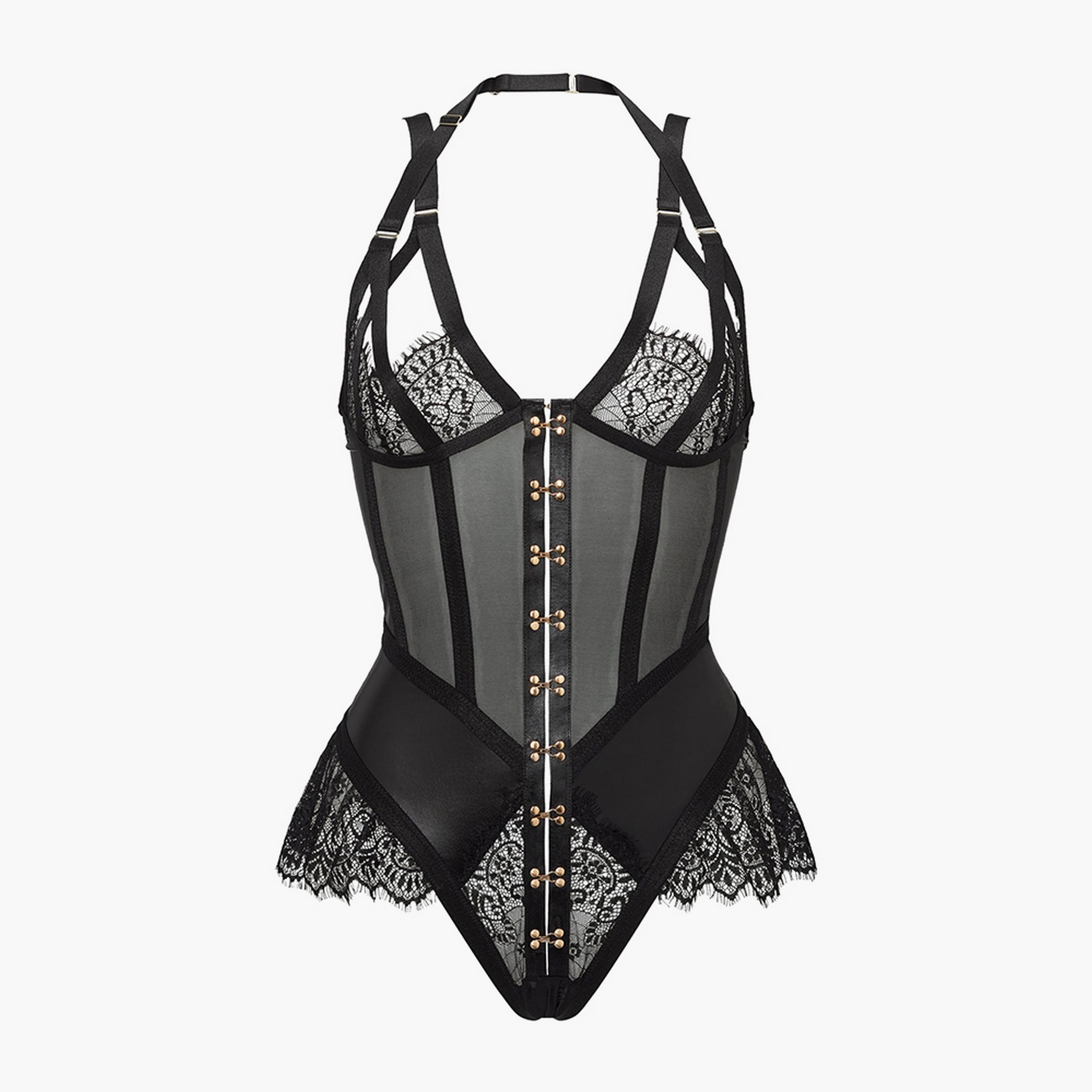 Ann Summers Exuberant Crotchless Teddy Black Non-Wired Light Support Non-Padded Women's Bodysuit-women-clothing-lingerie-babydollsandbodysuits-image-4