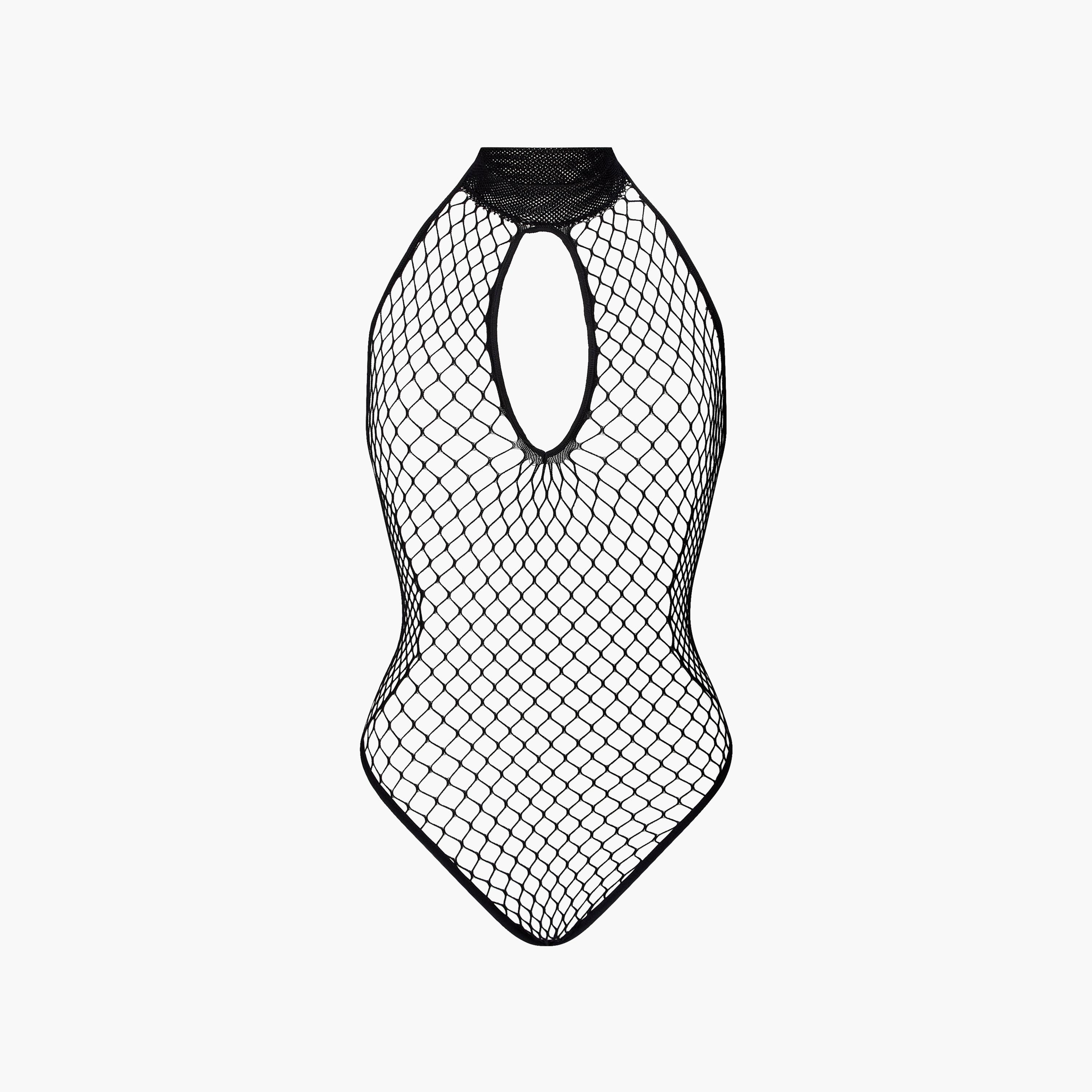 Ann Summers Seductive Crotchless Black Fishnet Non-Wired Light Support Unlined Women's Bodysuit-women-clothing-lingerie-babydollsandbodysuits-image-2
