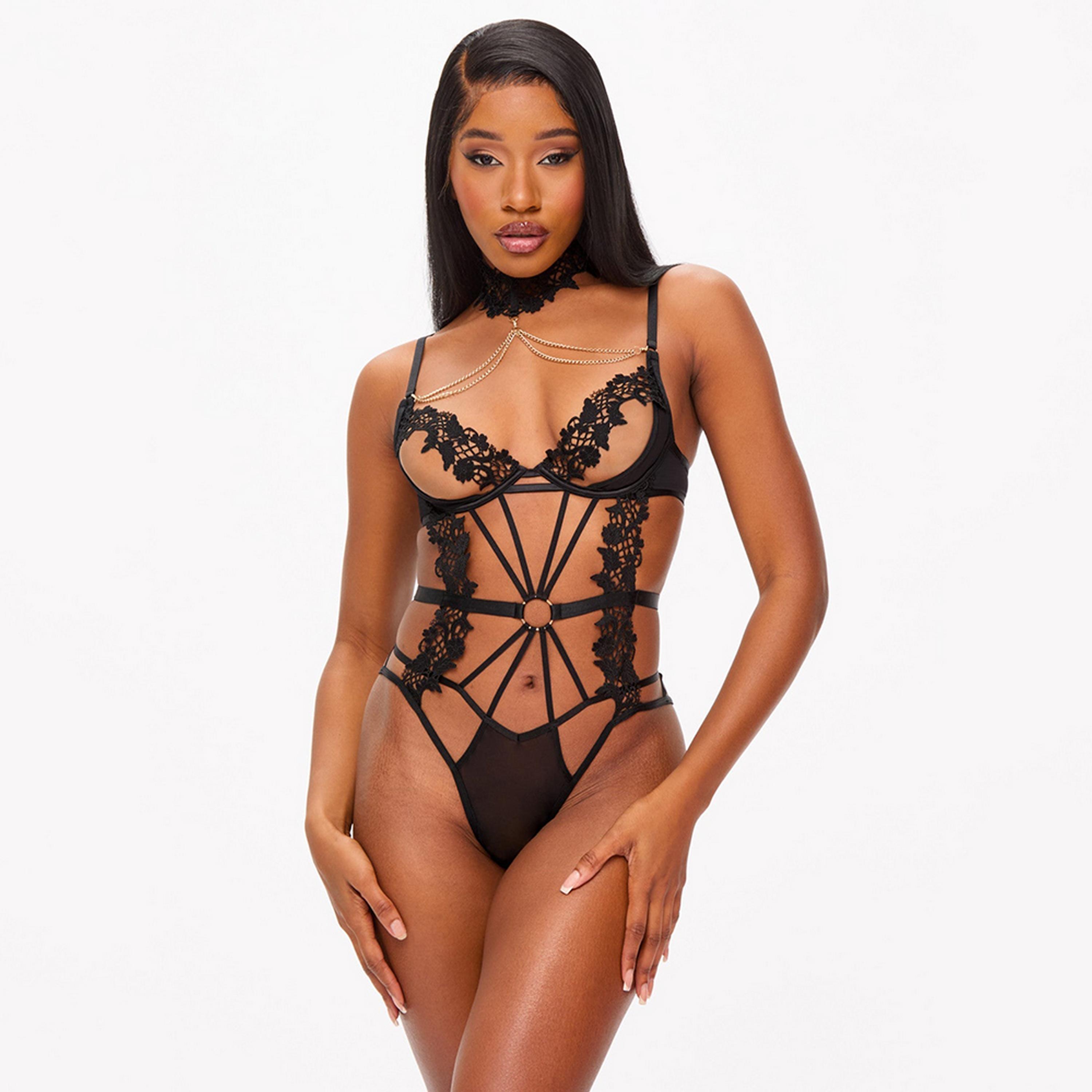 Ann Summers Evening Desire Black Wired Non-Padded Women's Bodysuit-women-clothing-lingerie-babydollsandbodysuits-image-1