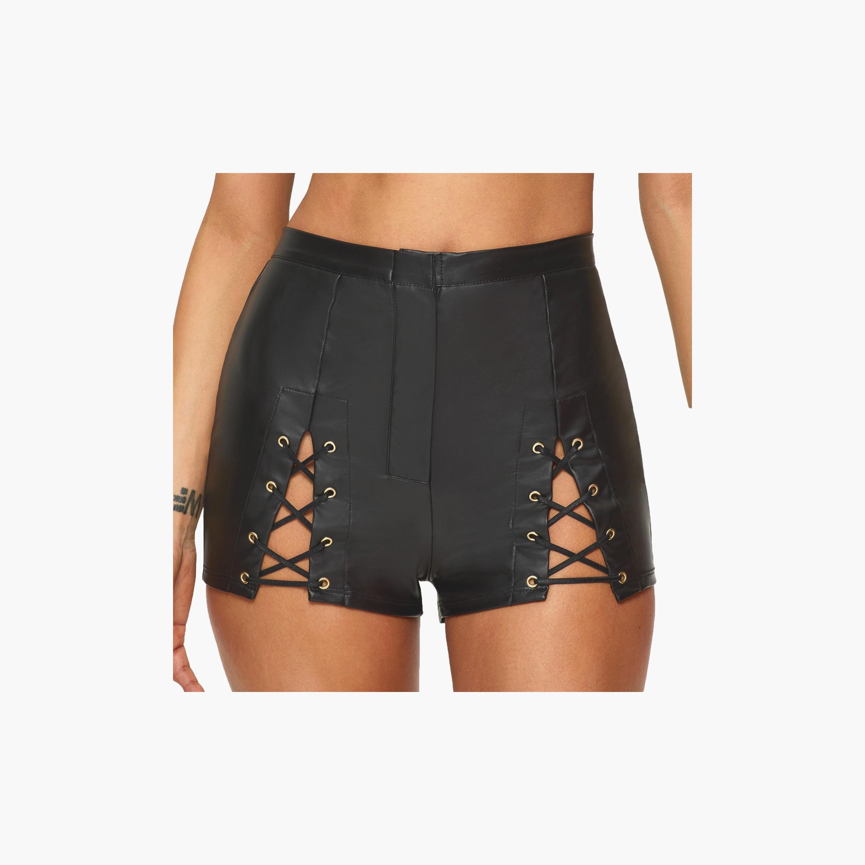 Ann Summers Limelight Lover Black Women's High Rise Sleep Shorts-women-clothing-nightwear-pyjamas-bottoms-image-1