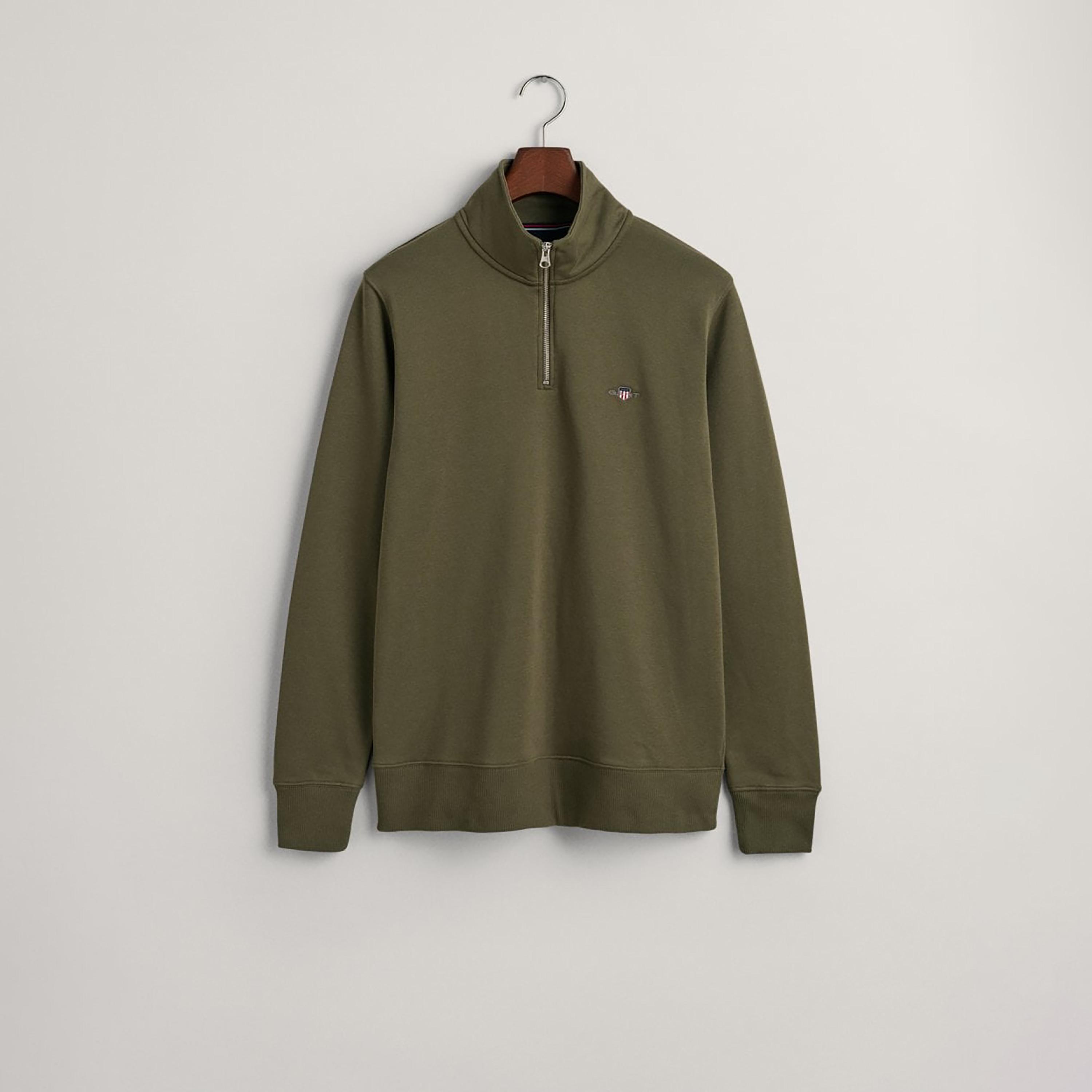 سويت شيرت بشعار غانت وياقة عالية ودرع نصف سحاب-men-winterwear-hoodiesandsweatshirts-image-1