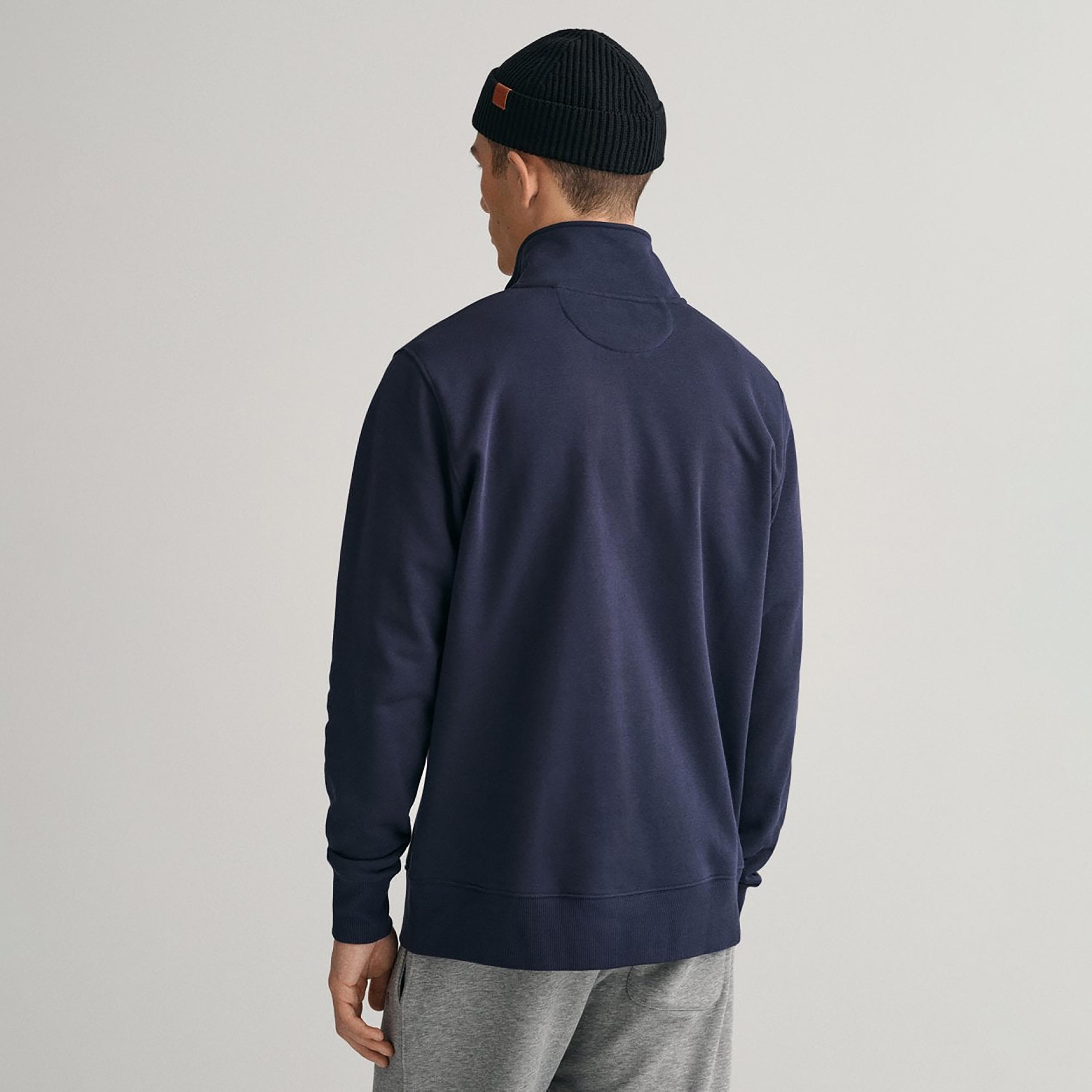 Gant Logo Detail High Neck Shield Half-Zip Sweatshirt-men-winterwear-hoodiesandsweatshirts-image-3