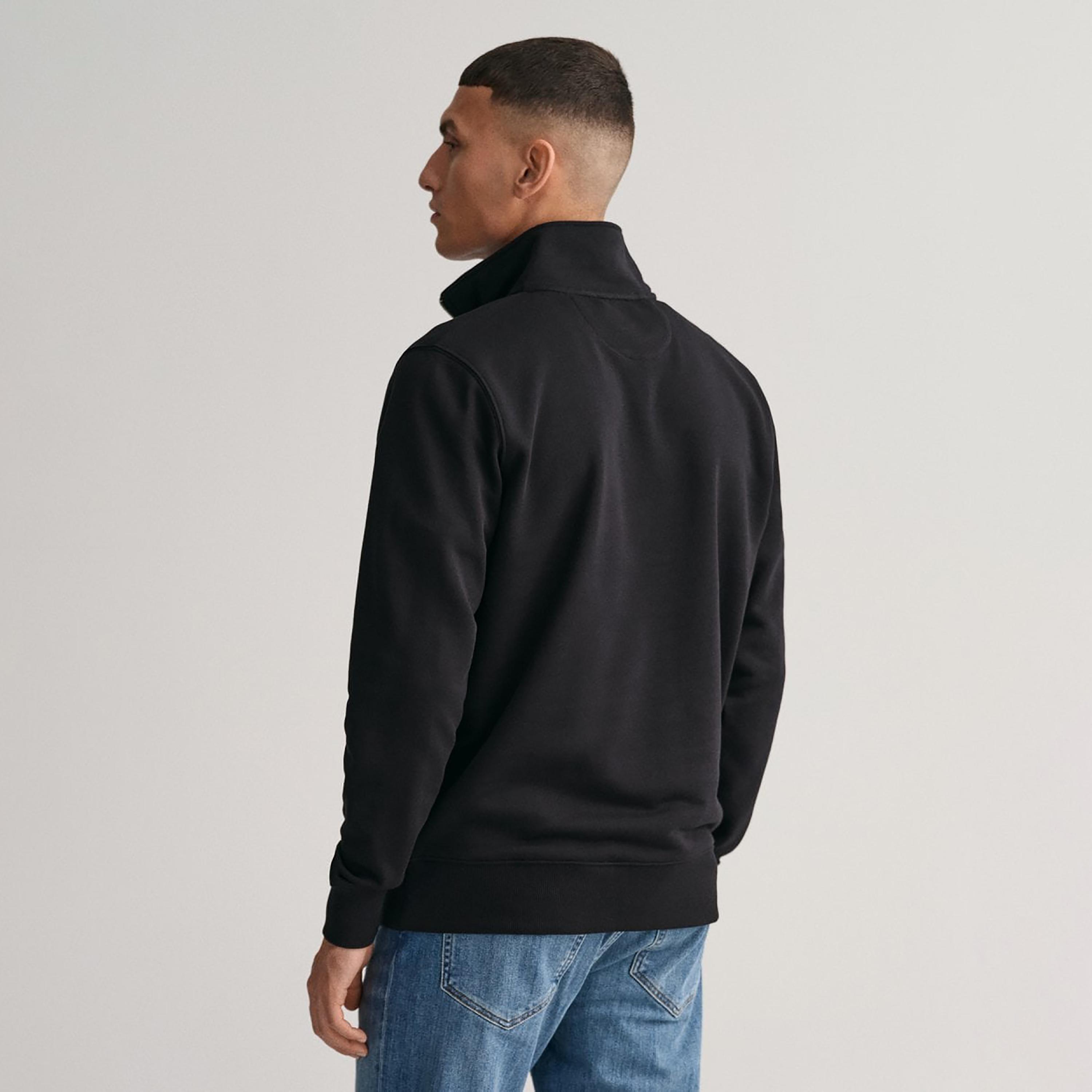سويت شيرت بشعار غانت وياقة عالية ودرع نصف سحاب-men-winterwear-hoodiesandsweatshirts-image-3