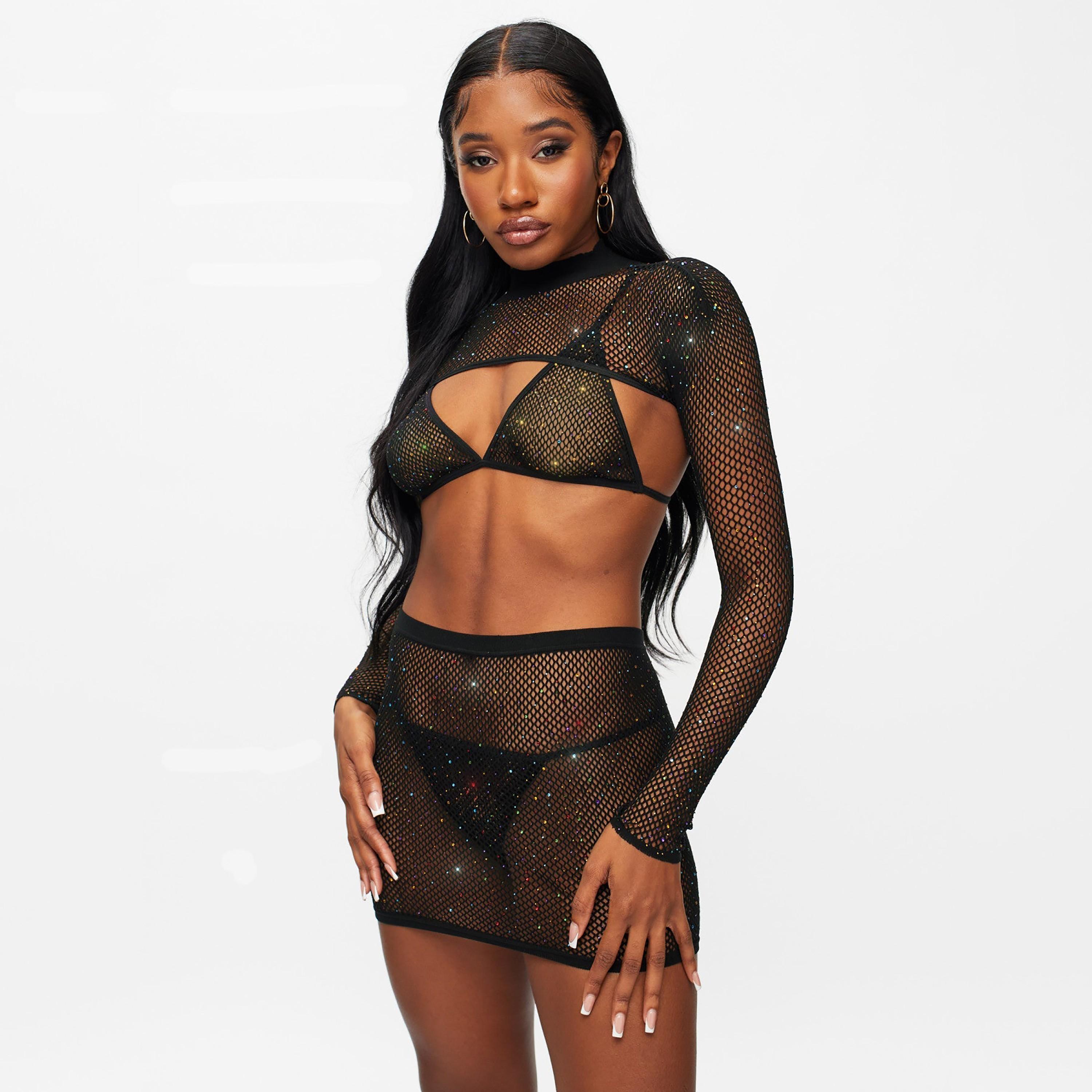 طقم من 4 قطع توب و براليت مزينين مع تنورة وسروال داخلي (ثونغ) من آن سمرز-women-clothing-lingerie-lingeriesets-image-1