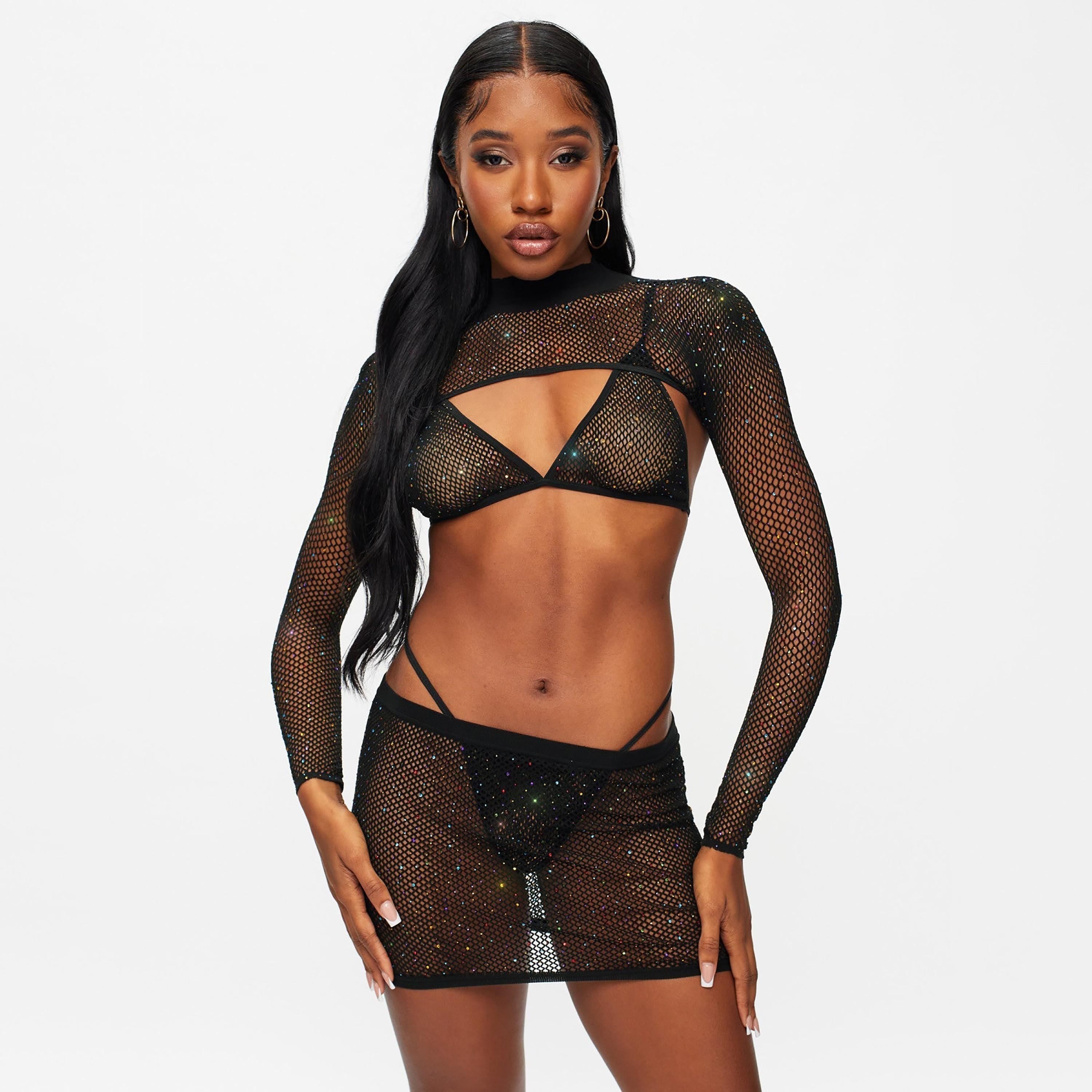 طقم من 4 قطع توب و براليت مزينين مع تنورة وسروال داخلي (ثونغ) من آن سمرز-women-clothing-lingerie-lingeriesets-image-2
