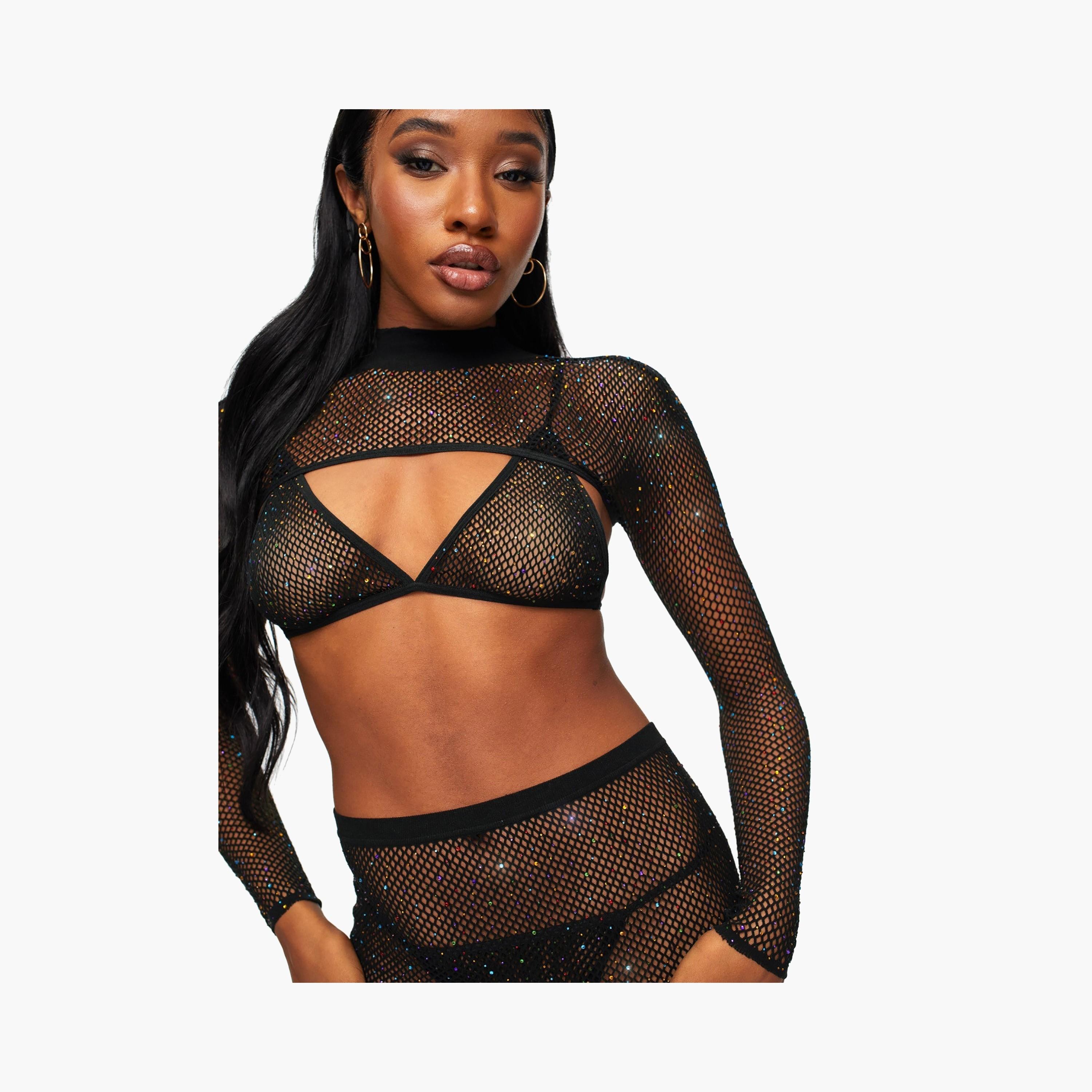 طقم من 4 قطع توب و براليت مزينين مع تنورة وسروال داخلي (ثونغ) من آن سمرز-women-clothing-lingerie-lingeriesets-image-3