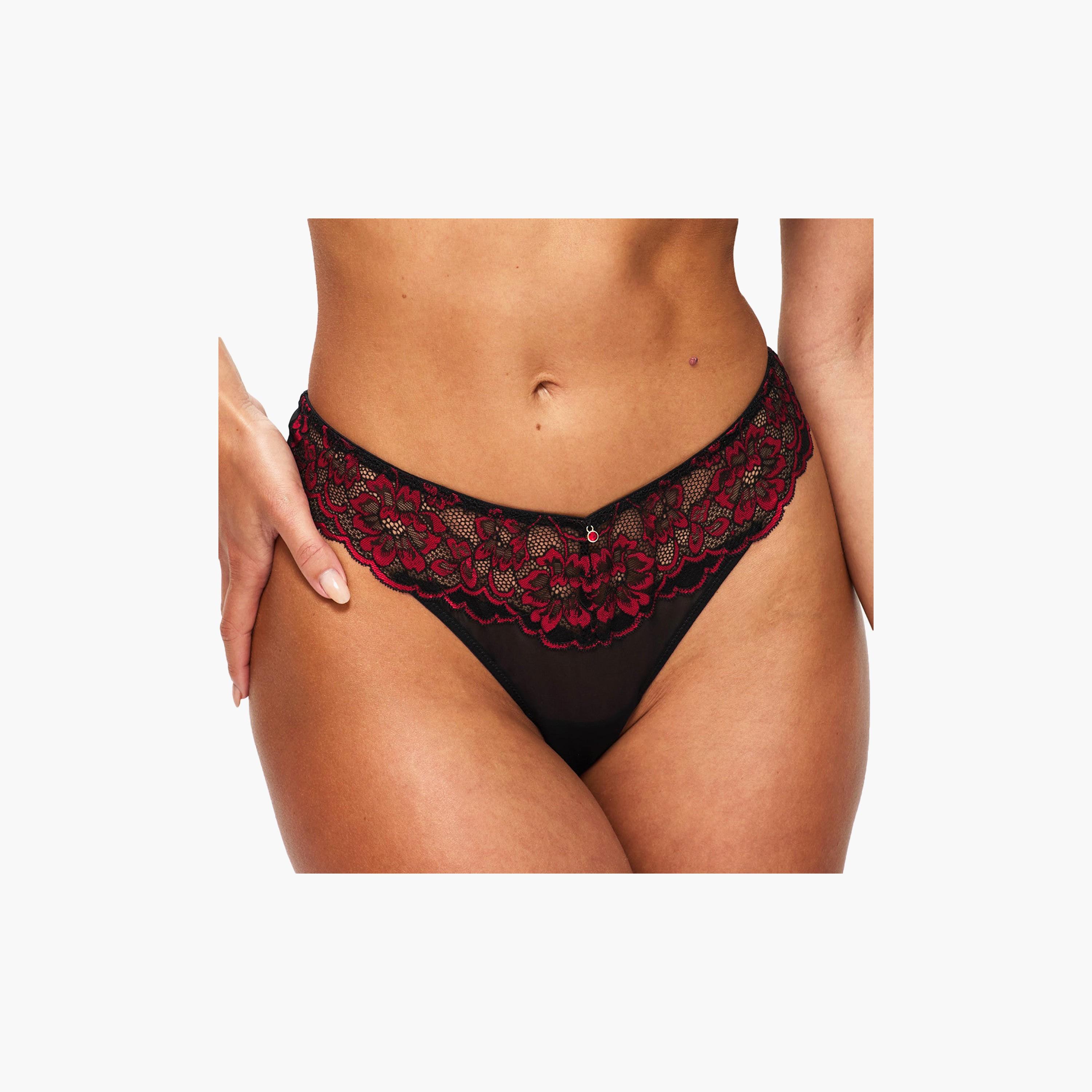 Ann Summers Sexy Black and Red Lace Low Coverage Women's Thongs-women-clothing-lingerie-panties-image-4