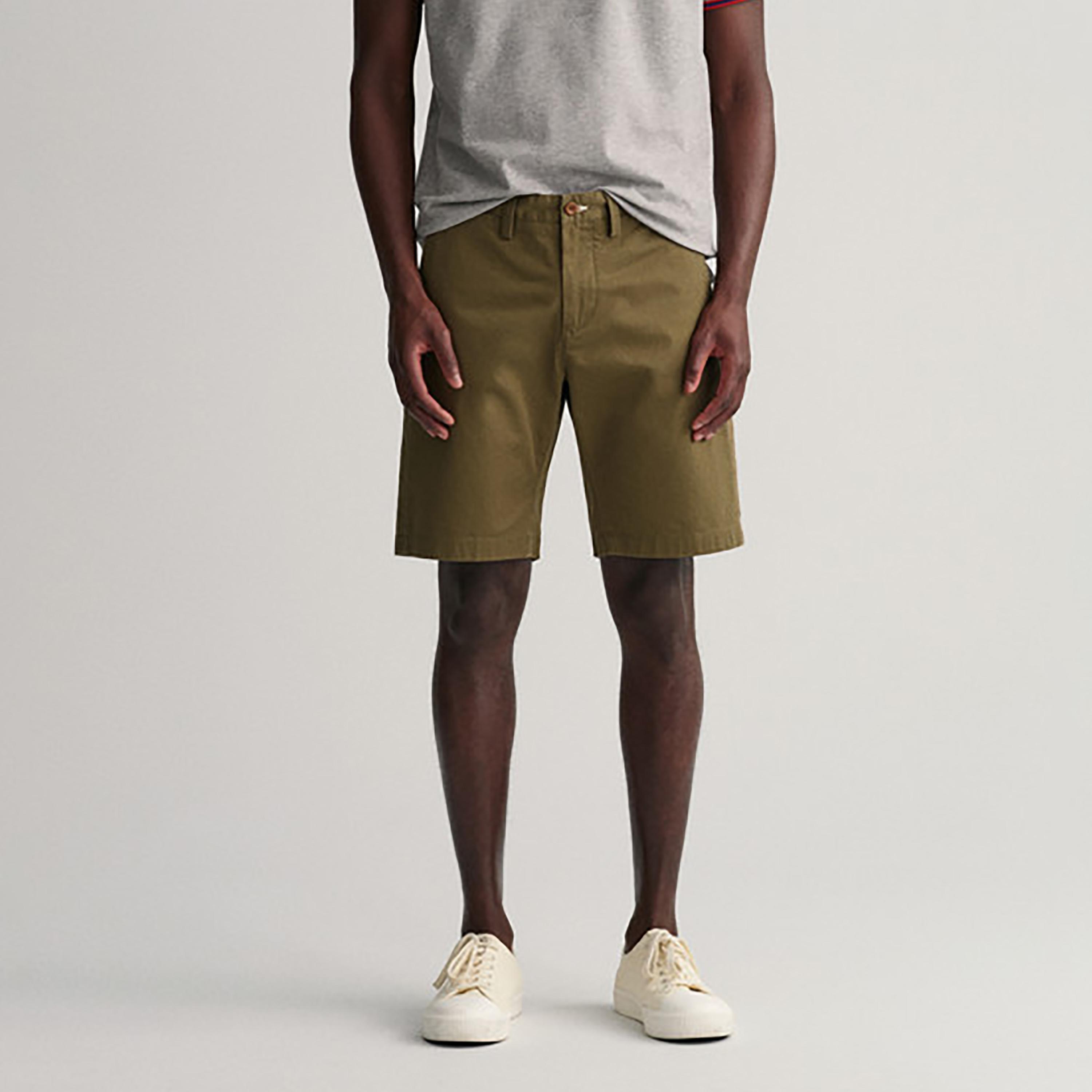Gant Logo Detail Mid-Rise Buttoned Shorts-men-clothing-bottoms-shorts-image-1