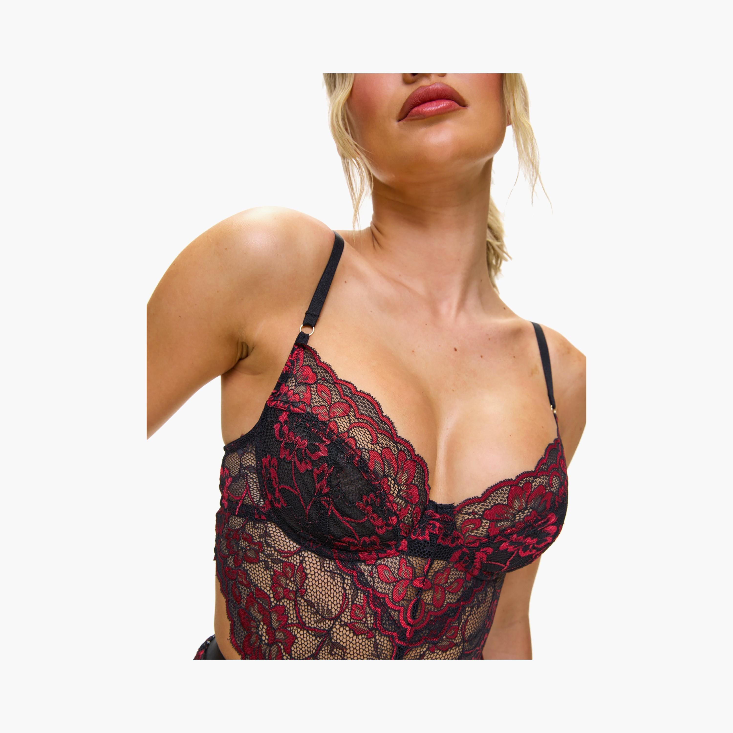 Ann Summers Hold Me Tight Black Lace Wired Non-Padded Women's Bodysuit-women-clothing-lingerie-babydollsandbodysuits-image-2