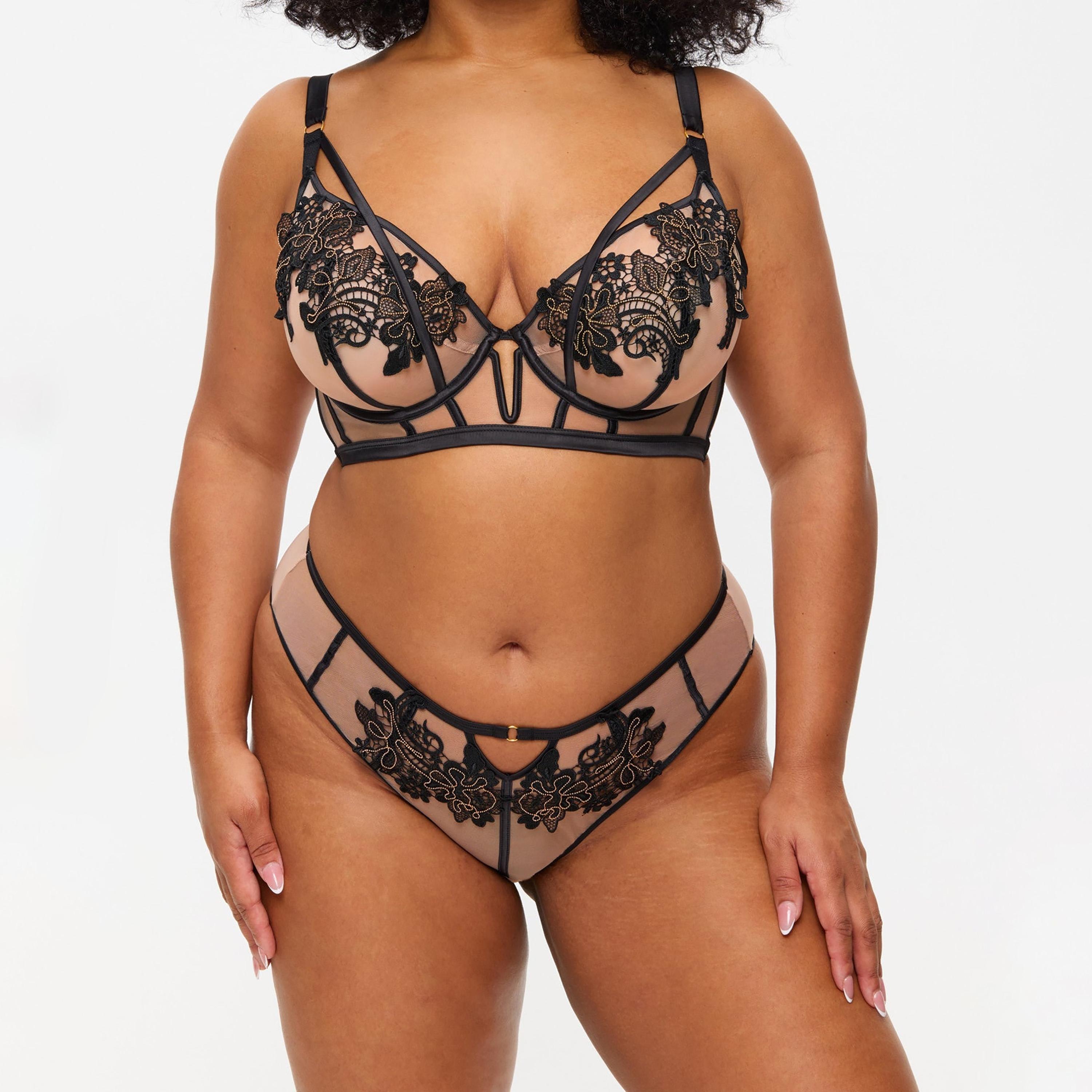 Ann Summers Enticement Black Lace Detailed Wired Light Support Unlined Women's Plunge Bra-women-clothing-lingerie-bras-image-3