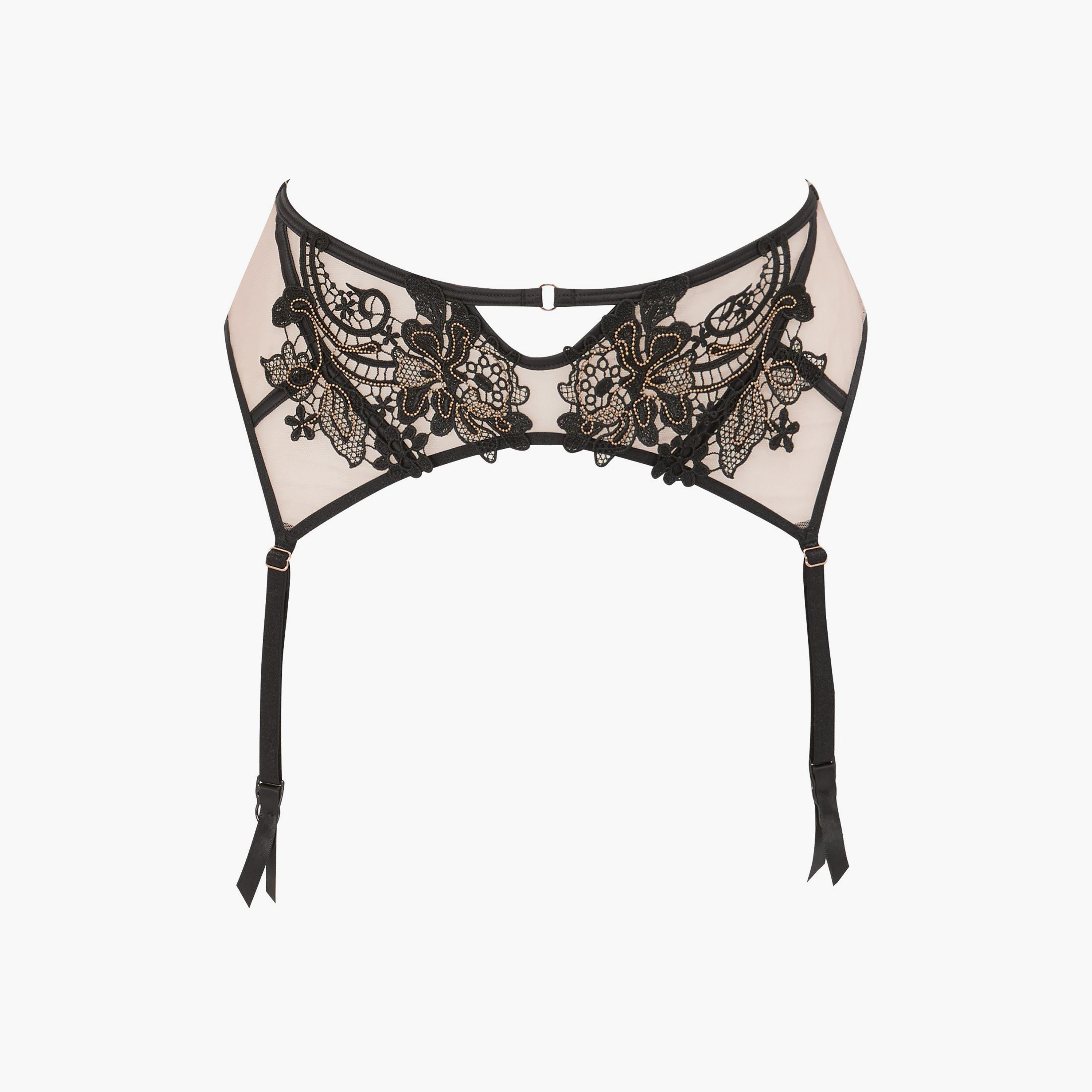 حزام رباط (جارتير) نسائي بدانتيل زهور سوداء سيكسي من آن سامرز-women-clothing-lingerie-lingerieaccessories-image-4