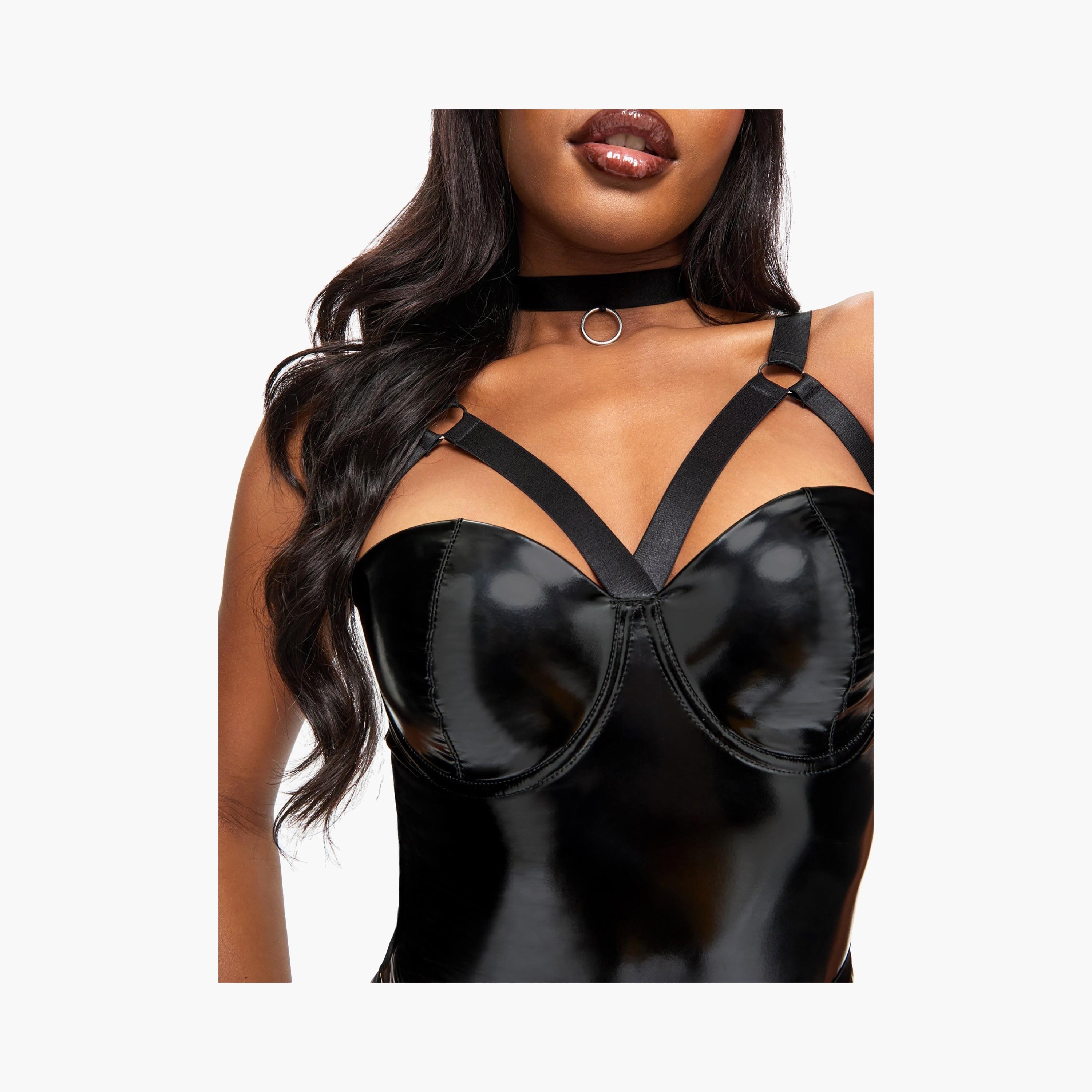بودي سوت نسائي برباط أسود بونداج باني من آن سمرز-women-clothing-lingerie-babydollsandbodysuits-image-2