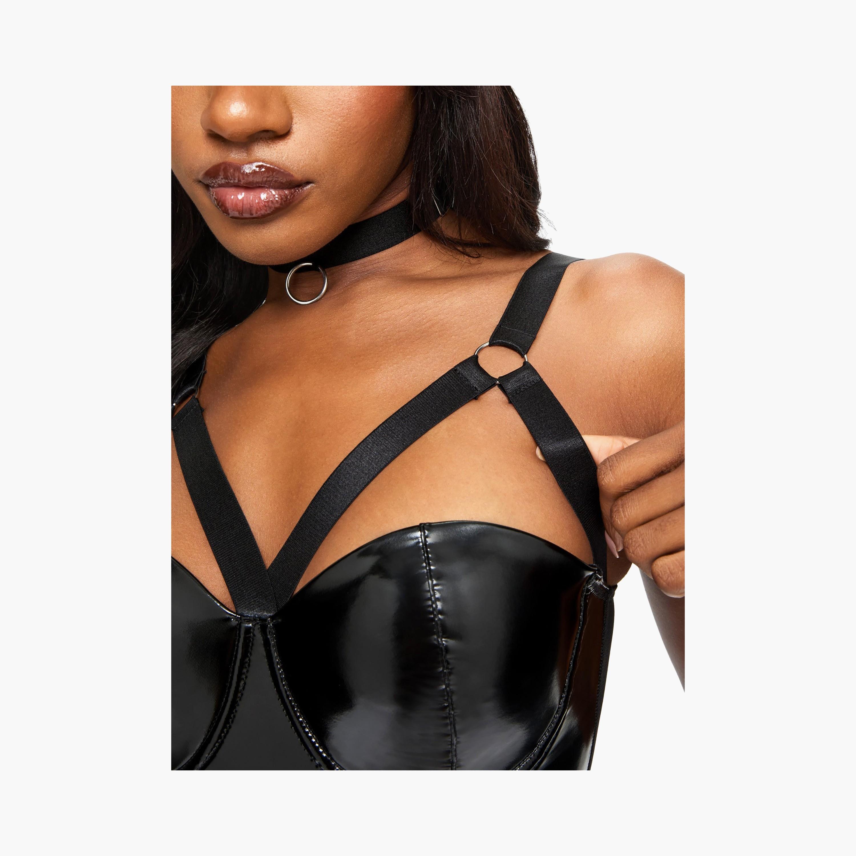 بودي سوت نسائي برباط أسود بونداج باني من آن سمرز-women-clothing-lingerie-babydollsandbodysuits-image-3