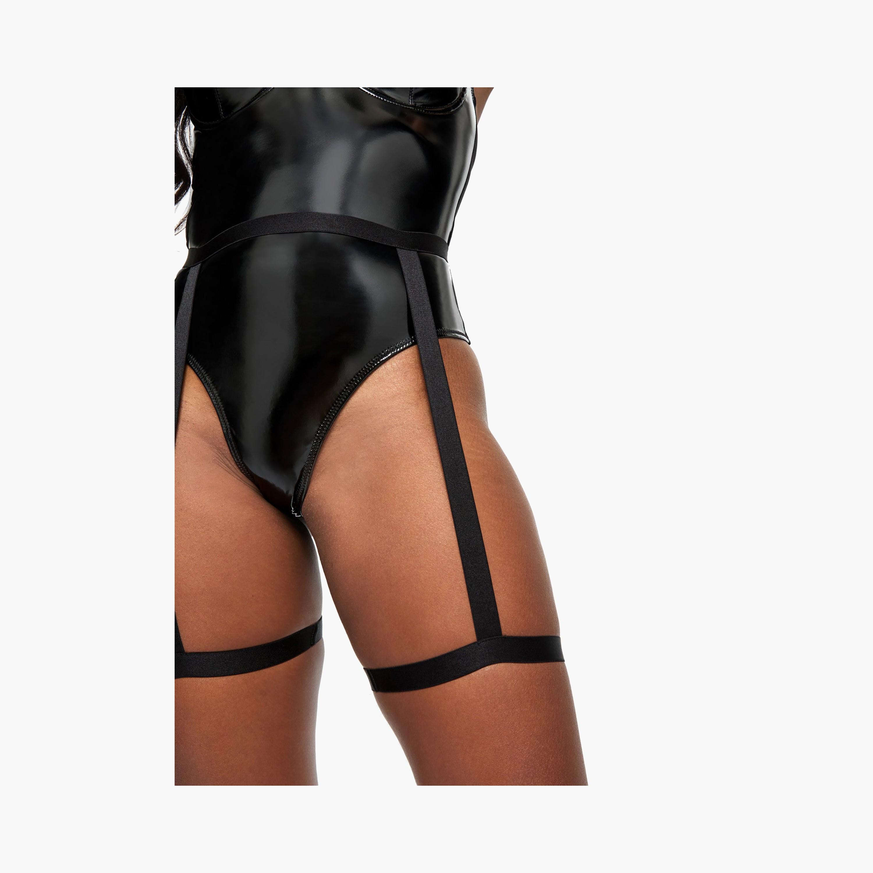 بودي سوت نسائي برباط أسود بونداج باني من آن سمرز-women-clothing-lingerie-babydollsandbodysuits-image-4