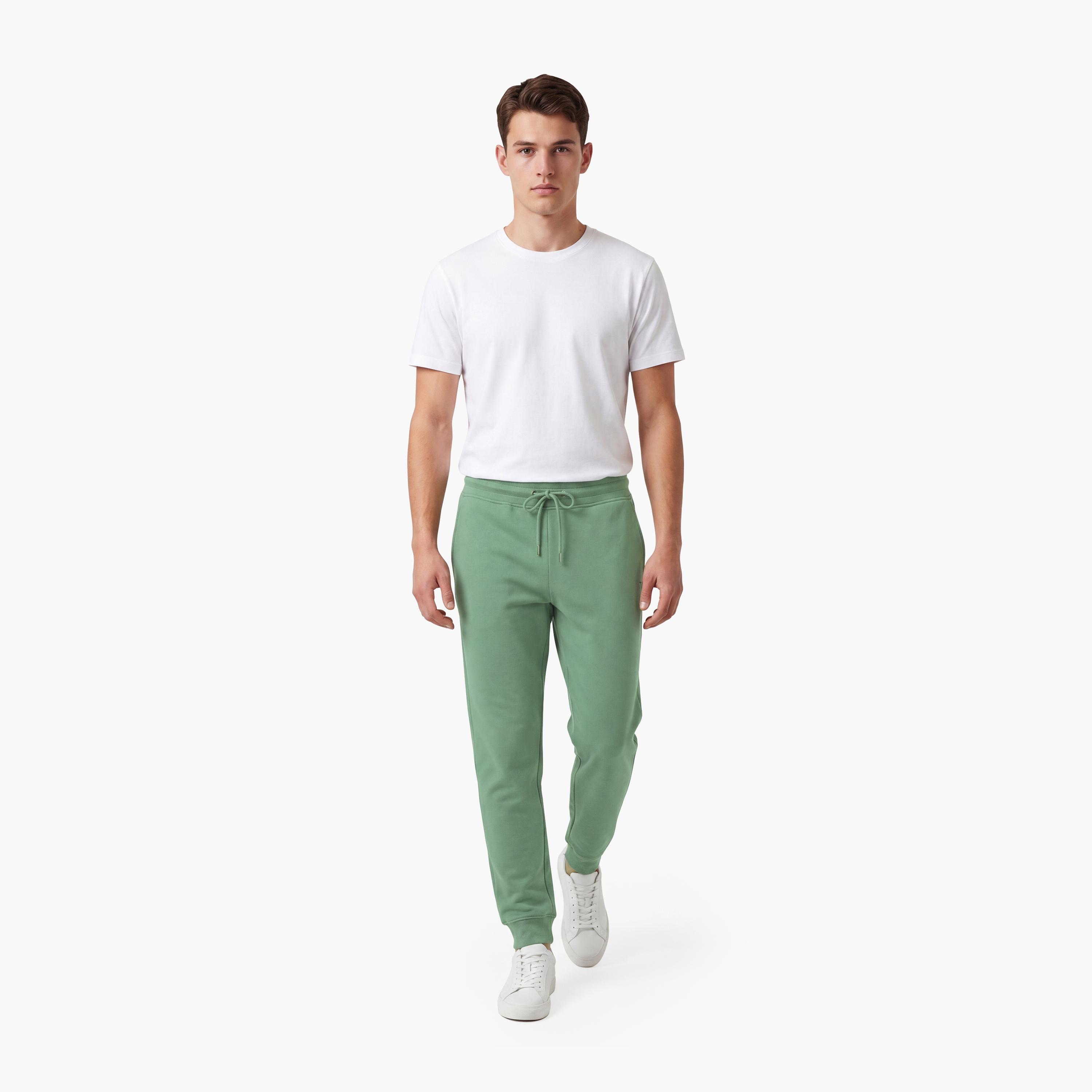 بنطال رياضي (جوغر) رجالي سادة بخصر متوسط الارتفاع ورباط قابل للتعديل من غانت-men-clothing-bottoms-joggers-image-2