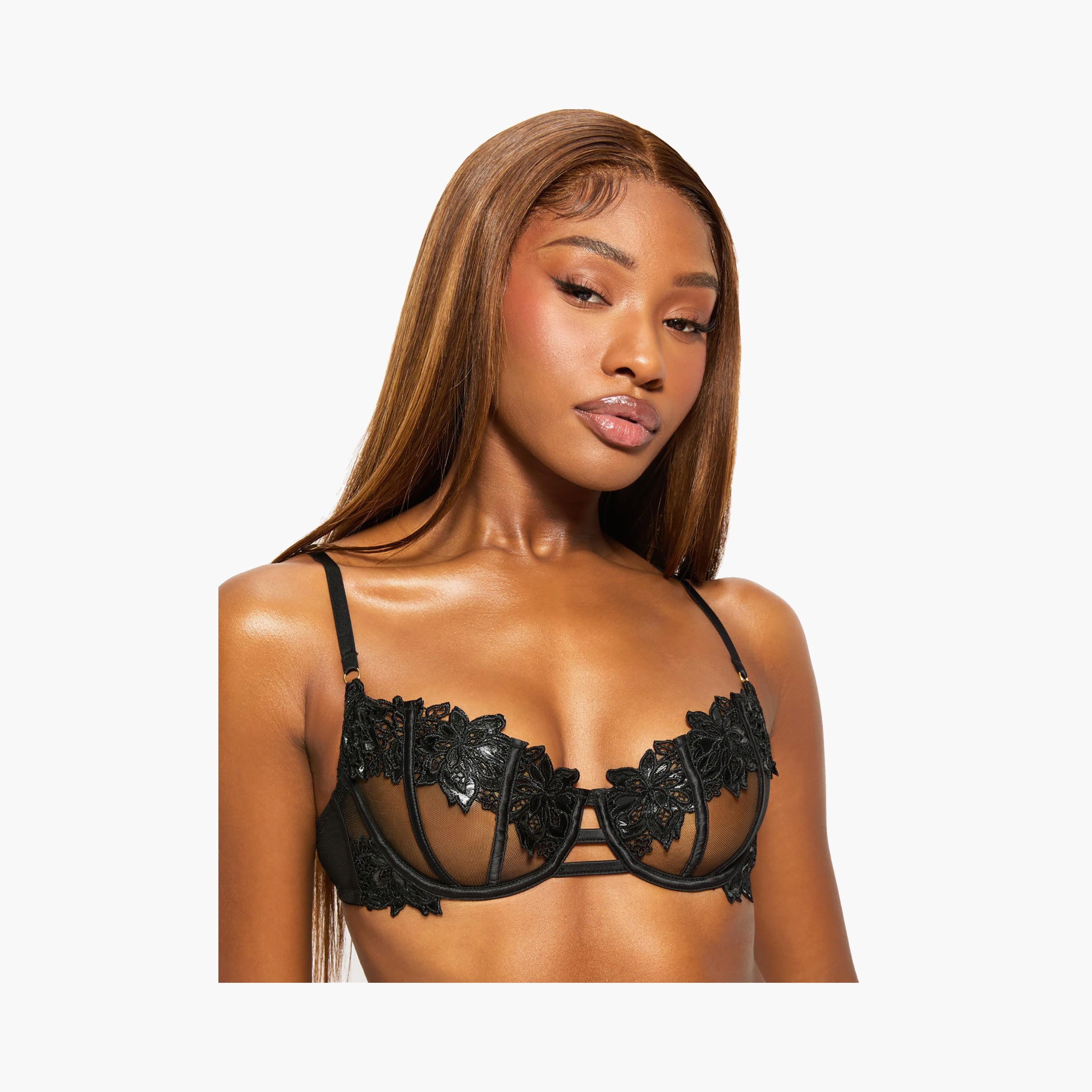 Ann Summers Irreplaceable Black Embroidered Wired Light Support Non-Padded Women's Balconette Bra-women-clothing-lingerie-bras-image-2