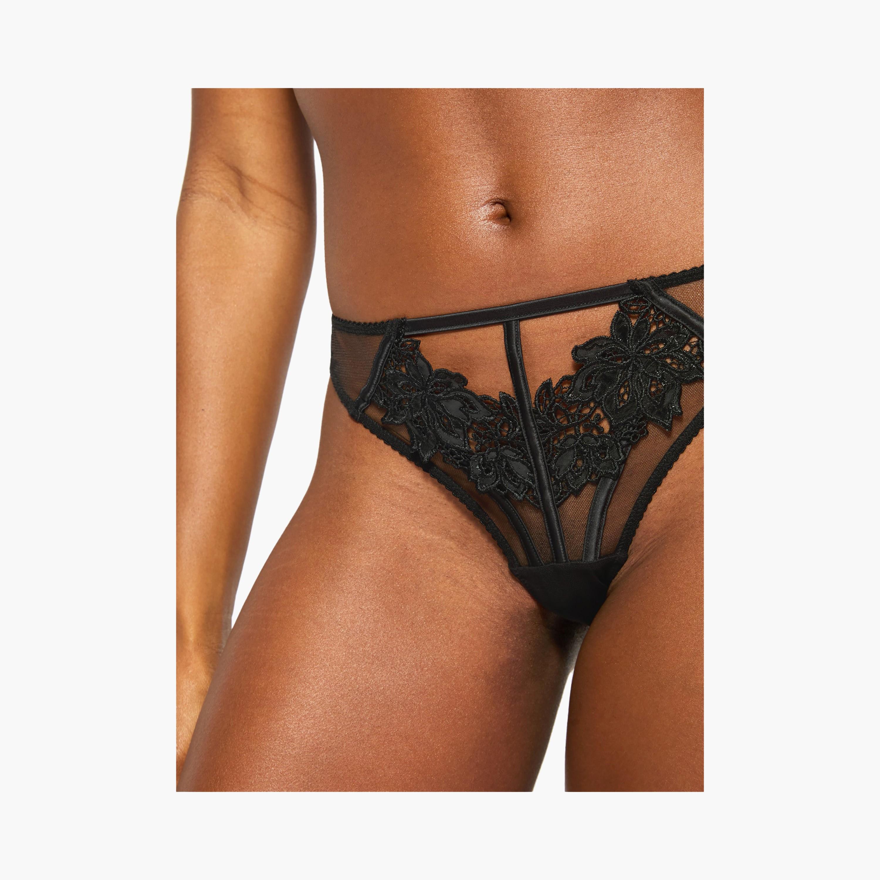 Ann Summers Irreplaceable Black Floral Medium Coverage Women's Brazilian Panties-women-clothing-lingerie-panties-image-3