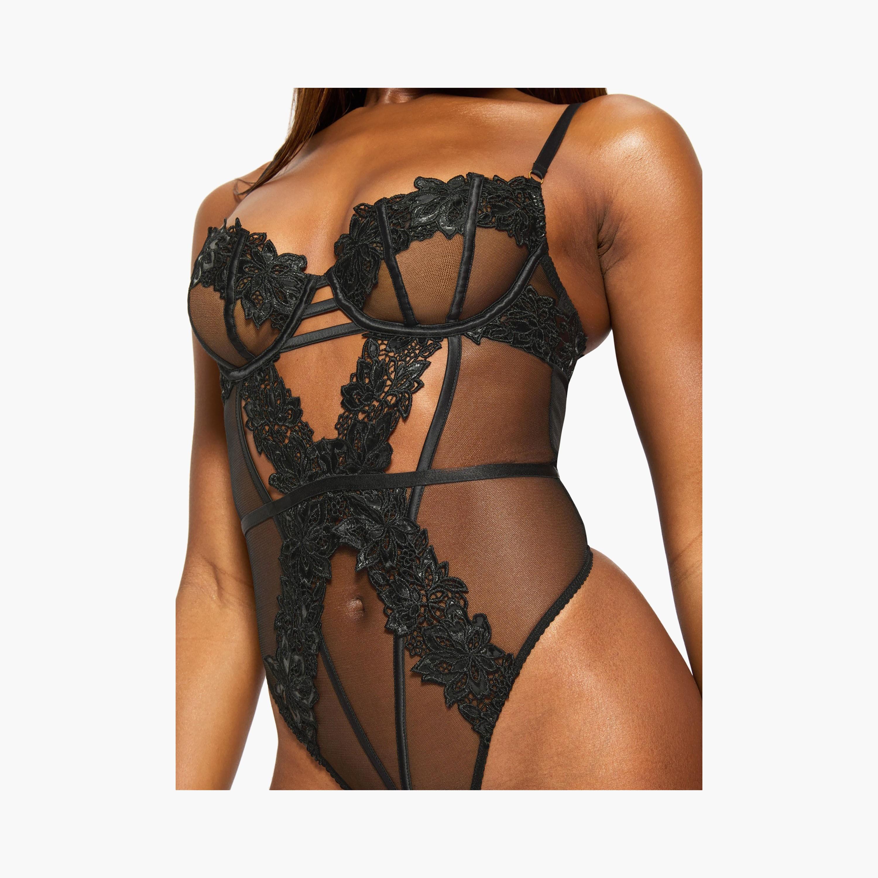 Ann Summers Irreplaceable Black Lace Wired Non-Padded Women's Bodysuit-women-clothing-lingerie-babydollsandbodysuits-image-2