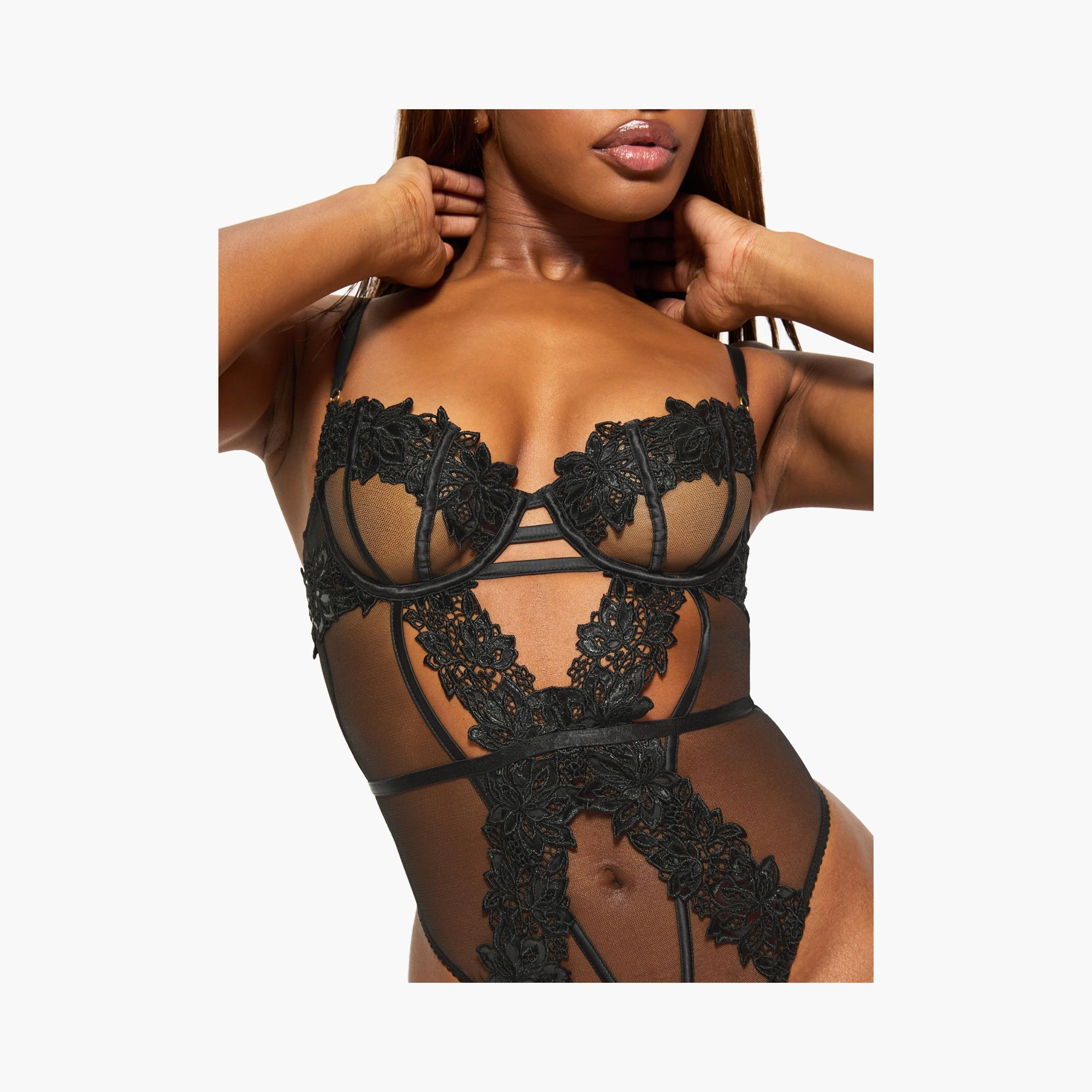 بودي سوت نسائي غير مبطن برباط دانتيل أسود إيريبيليسيبول من آن سمرز-women-clothing-lingerie-babydollsandbodysuits-image-4