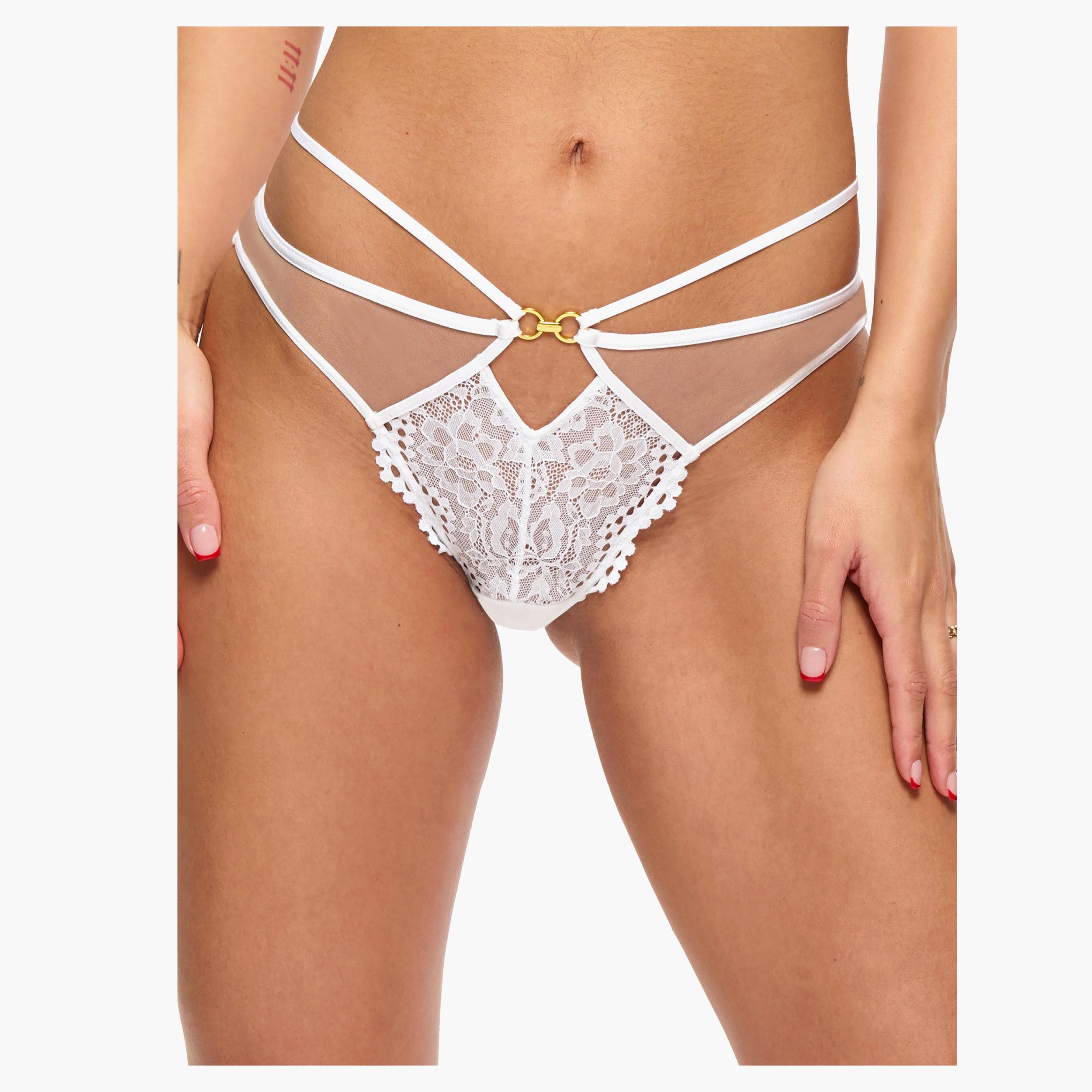 سراويل برازيلية نسائية دانتيل أبيض بتغطية متوسطة لوفرز ليس من آن سمرز-women-clothing-lingerie-panties-image-4