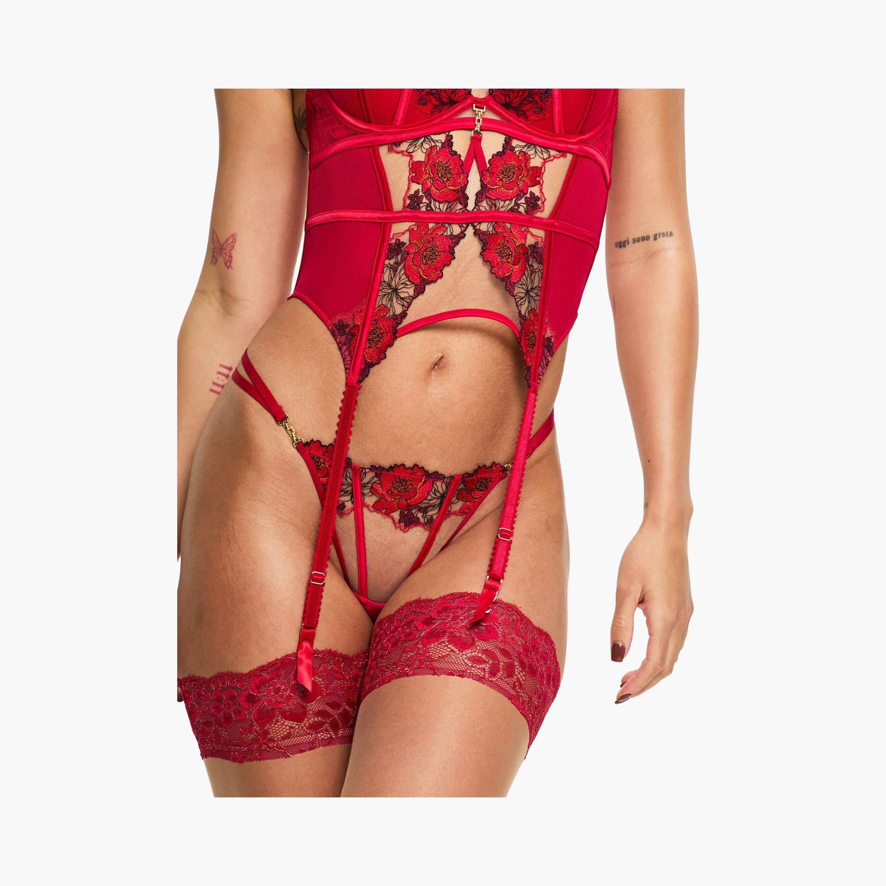 بيبي دول نسائية مبطنة بدعم متوسط وبرباط أحمر كيجيد روز من آن سمرز-women-clothing-lingerie-babydollsandbodysuits-image-2