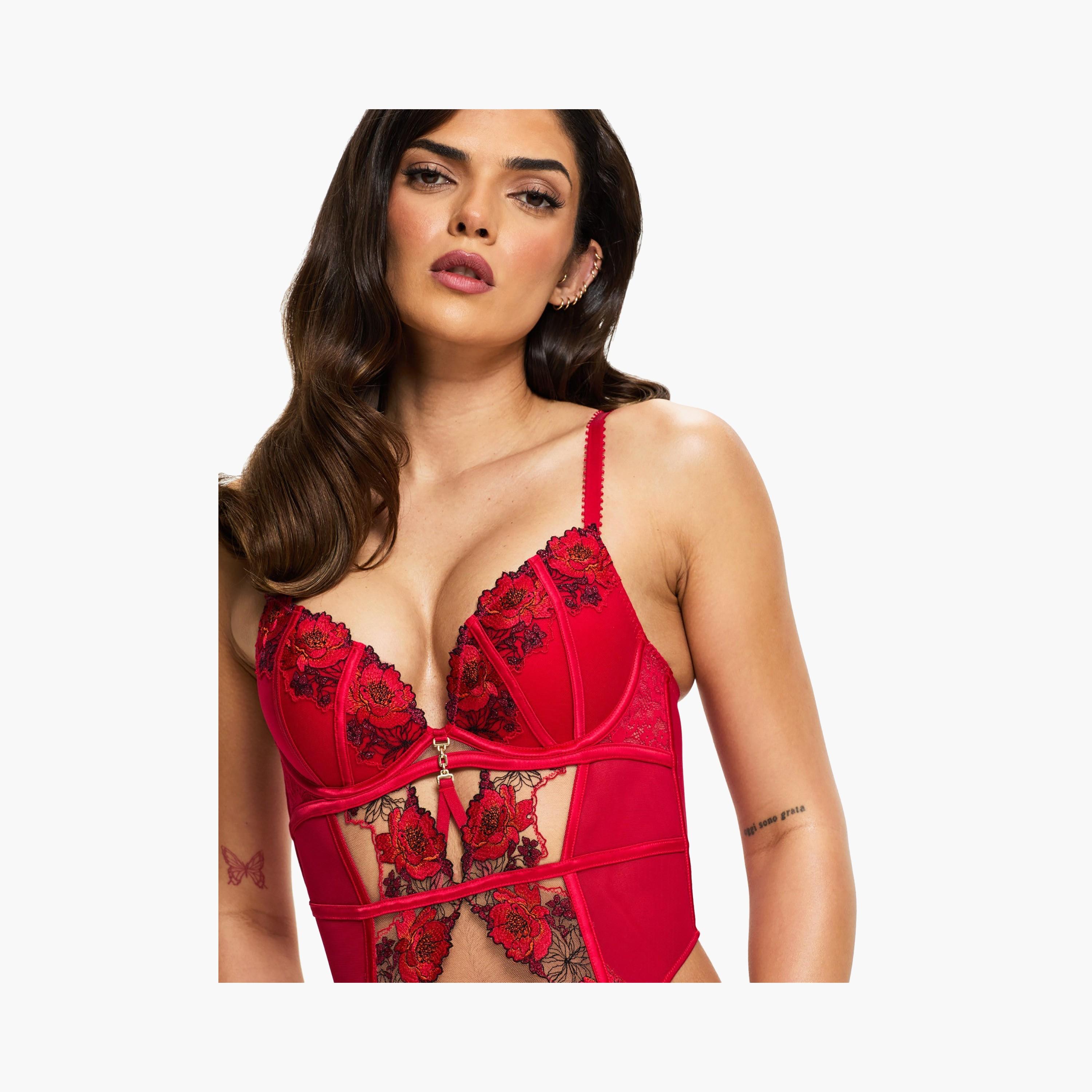 Ann Summers Red Caged Rose Wired Medium Support Padded Women's Babydoll-women-clothing-lingerie-babydollsandbodysuits-image-4