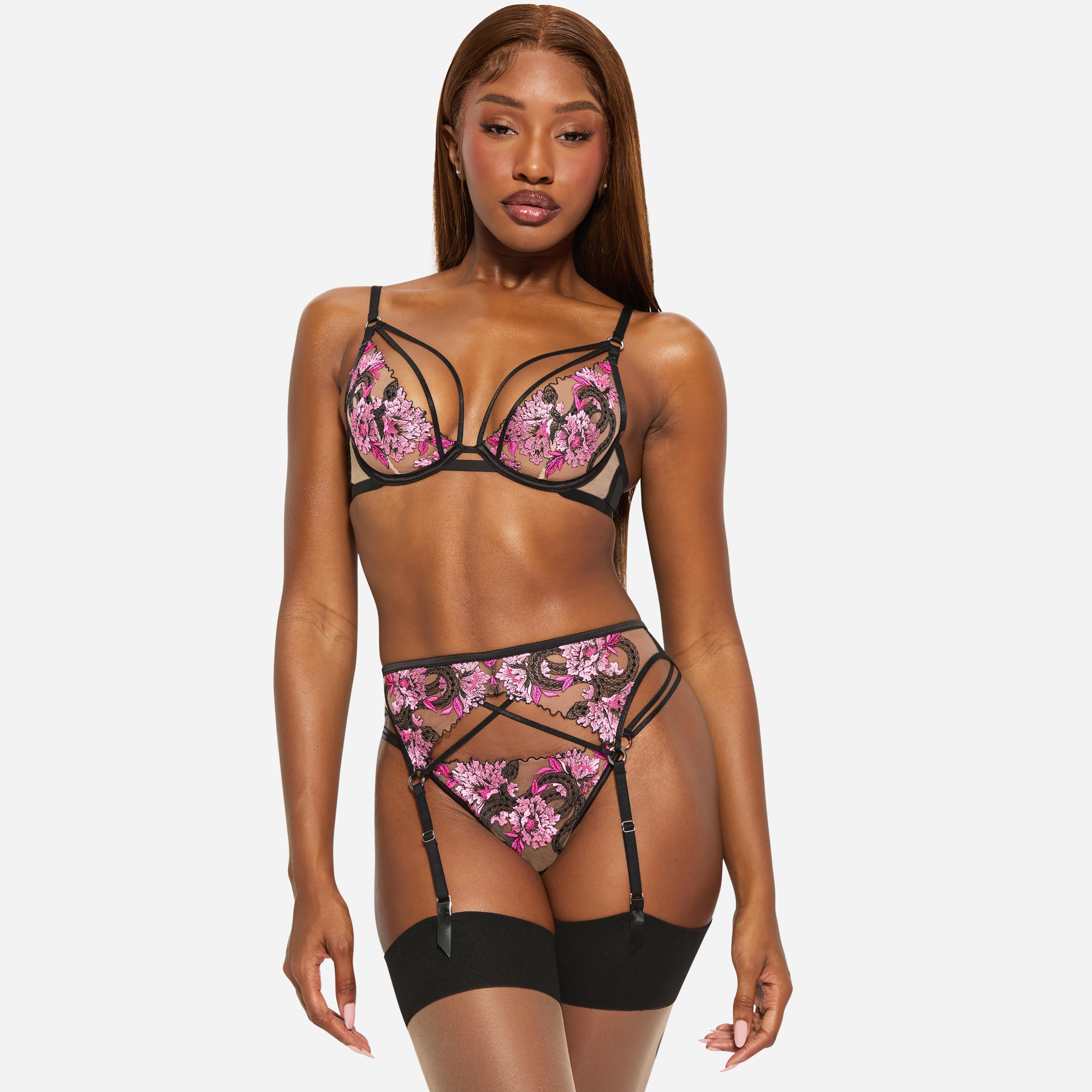 Ann Summers Non-Padded Low Support Wired Pink Embroidered and Mesh Women's Balconette Bra-women-clothing-lingerie-bras-image-2