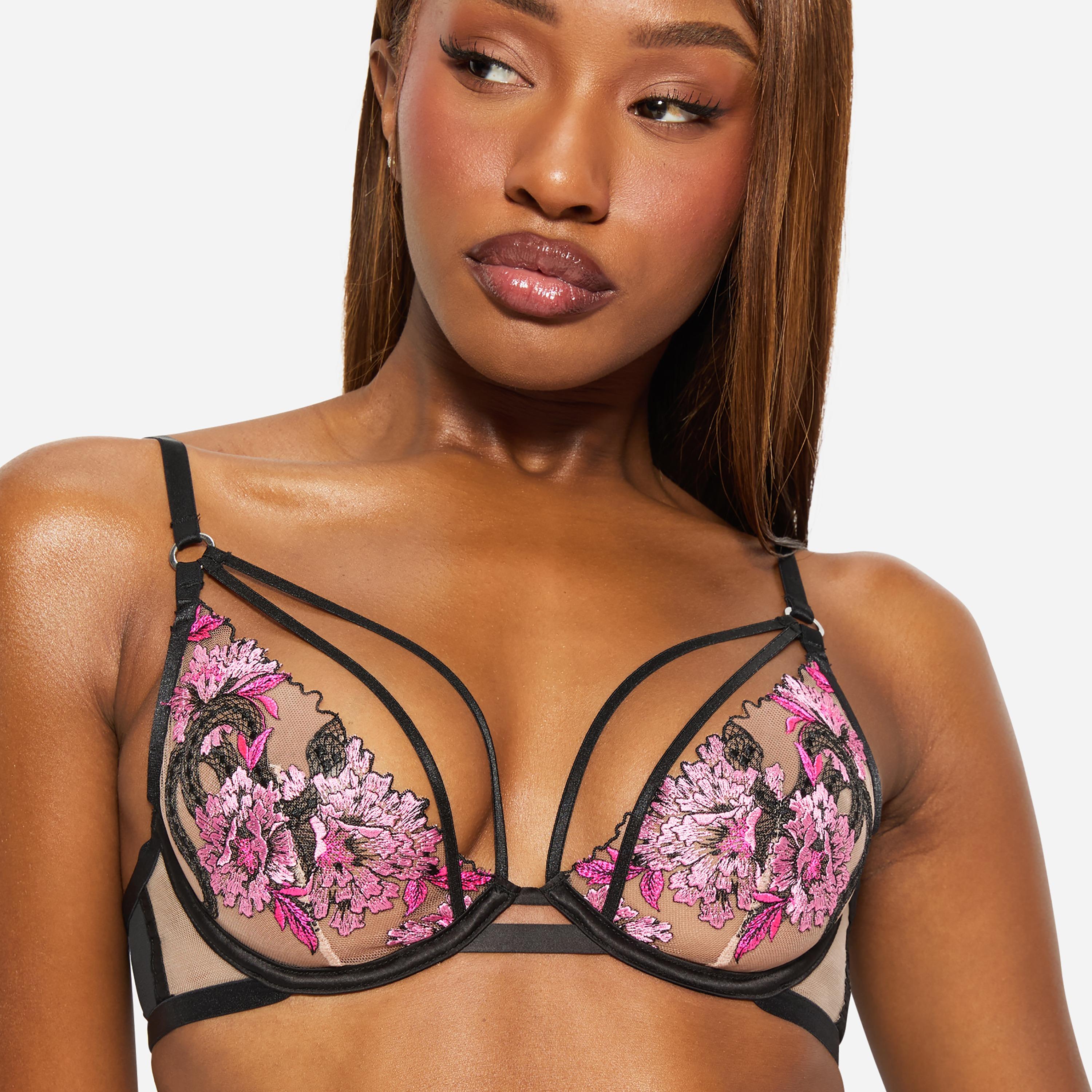 Ann Summers Non-Padded Low Support Wired Pink Embroidered and Mesh Women's Balconette Bra-women-clothing-lingerie-bras-image-3