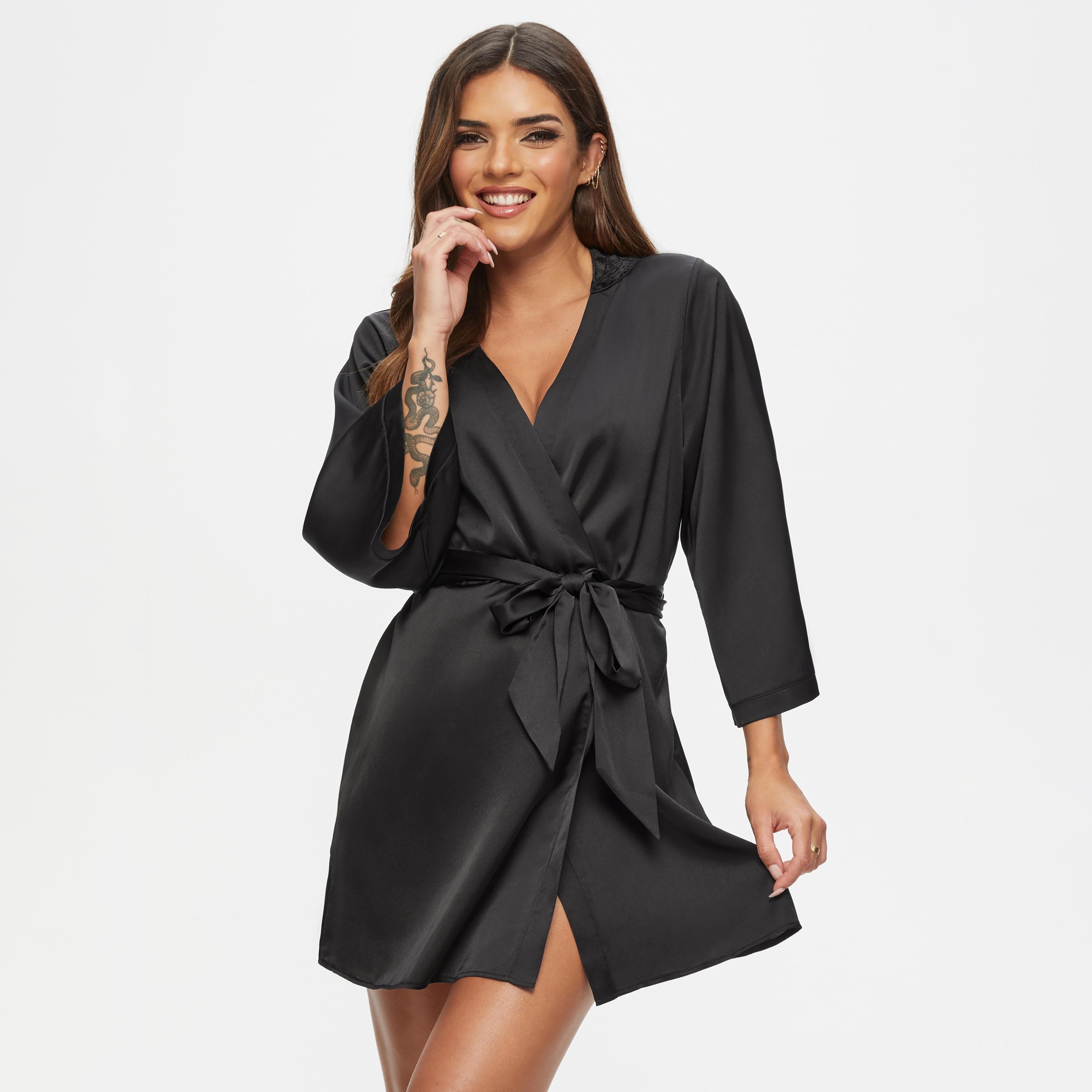 Ann Summers NS Heartening Black Women's Robe-women-clothing-nightwear-robes-image-1