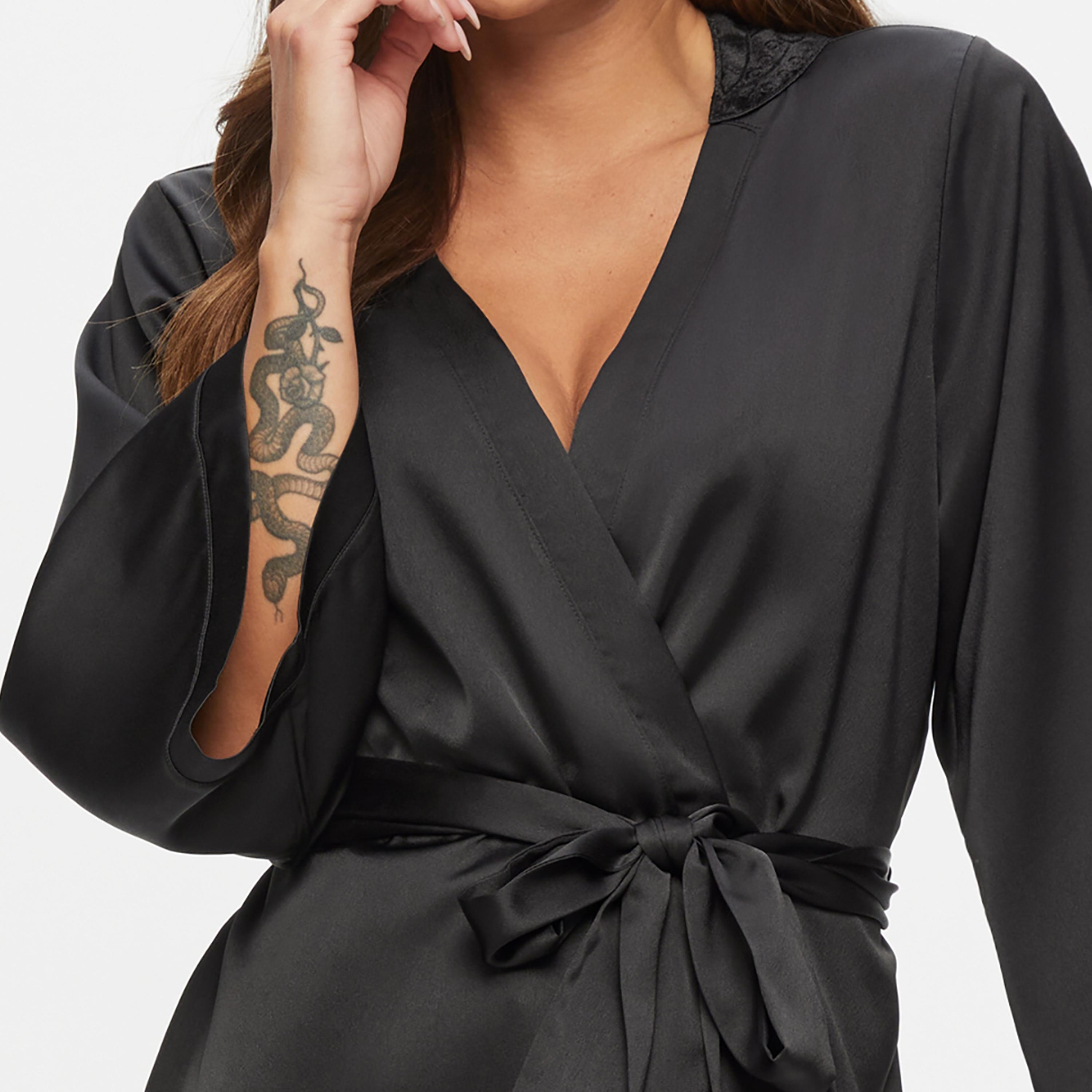 Ann Summers NS Heartening Black Women's Robe-women-clothing-nightwear-robes-image-2