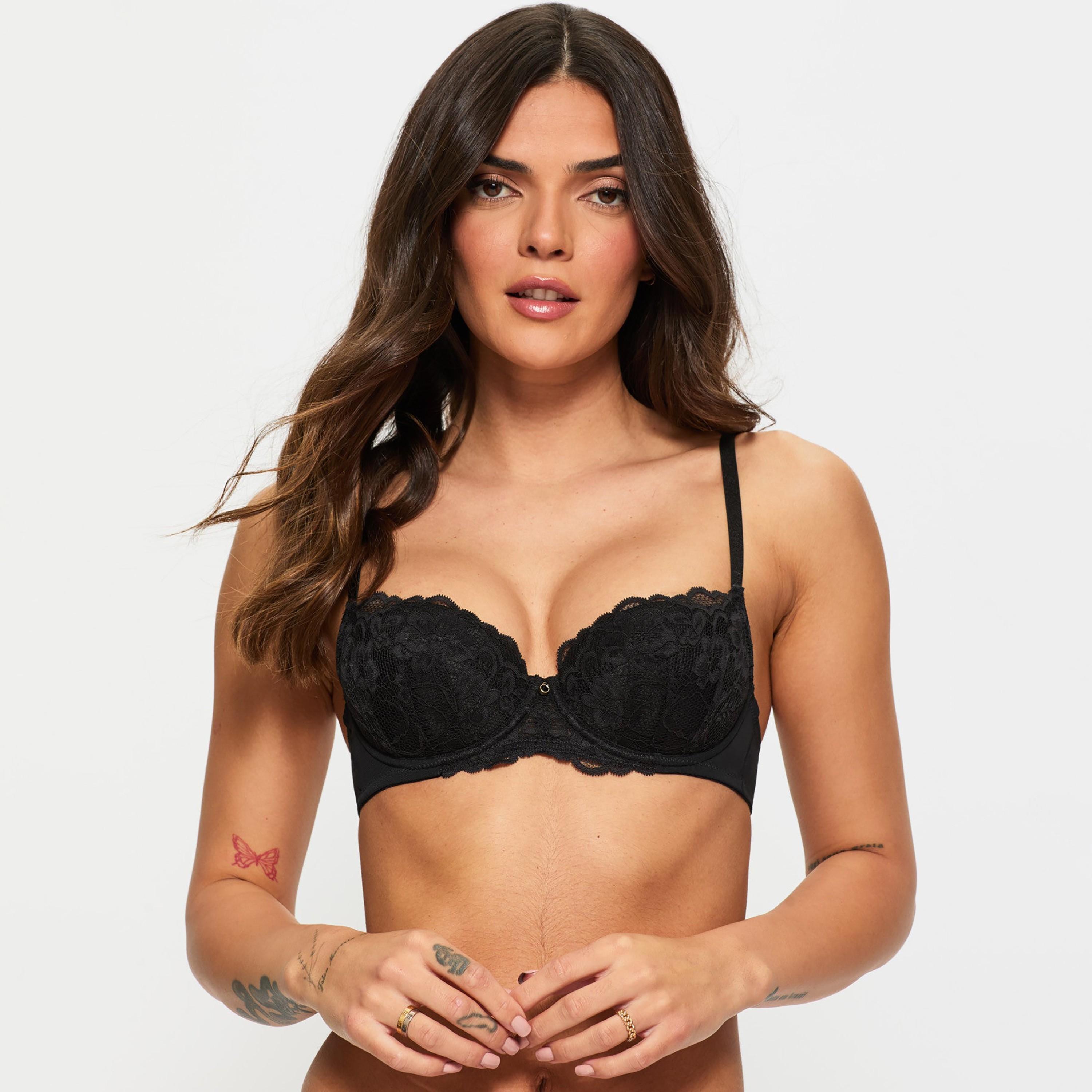 Ann Summers Sexy Black Lace Wired Medium Support Padded Women's Push-Up Balconette Bra-women-clothing-lingerie-bras-image-1