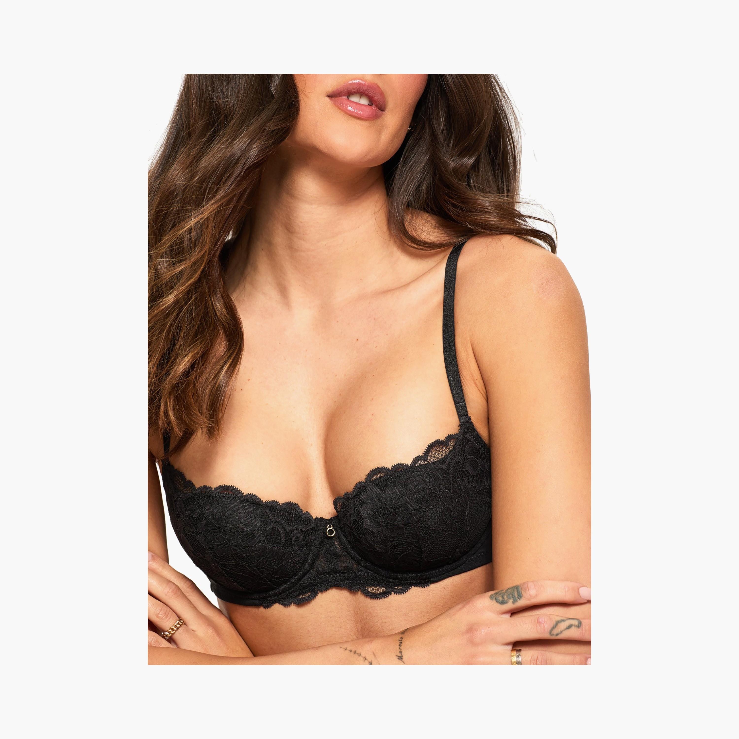 Ann Summers Sexy Black Lace Wired Medium Support Padded Women's Push-Up Balconette Bra-women-clothing-lingerie-bras-image-2