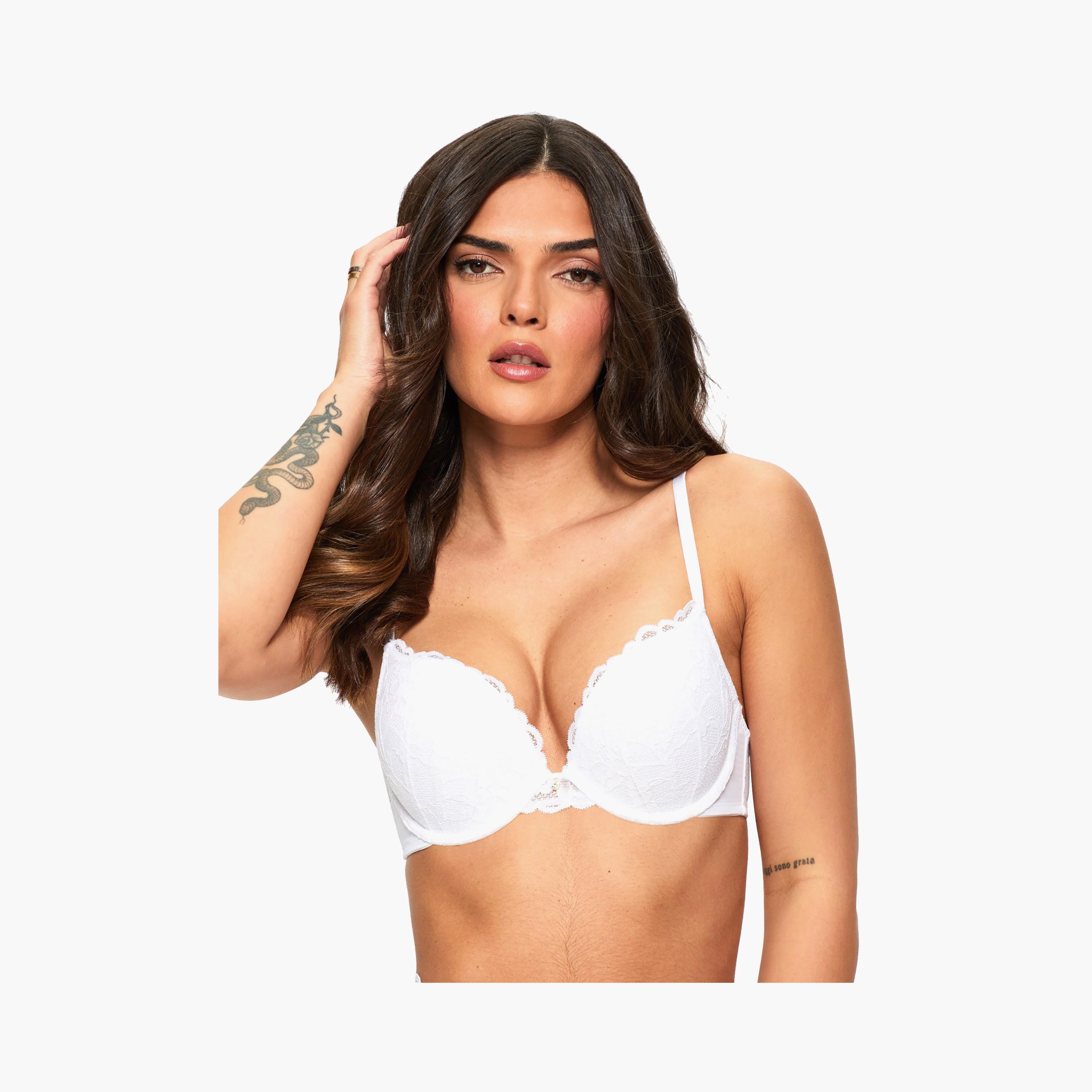 Ann Summers Sexy White Lace Wired Medium Support Padded Women's Push-Up Plunge Bra-women-clothing-lingerie-bras-image-5