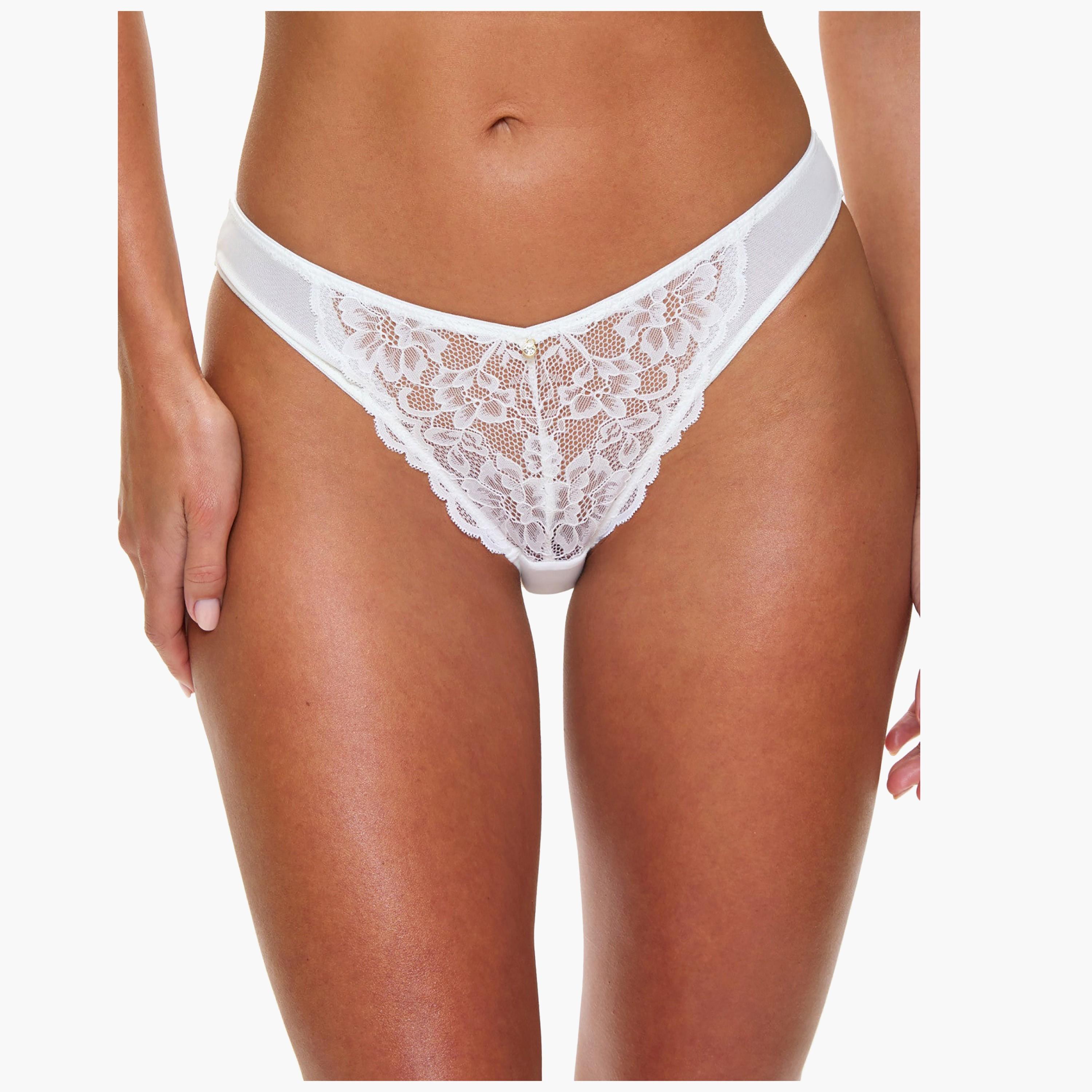 سراويل برازيلية نسائية دانتيل أبيض بتغطية متوسطة سيكسي ليس من آن سمرز-women-clothing-lingerie-panties-image-1