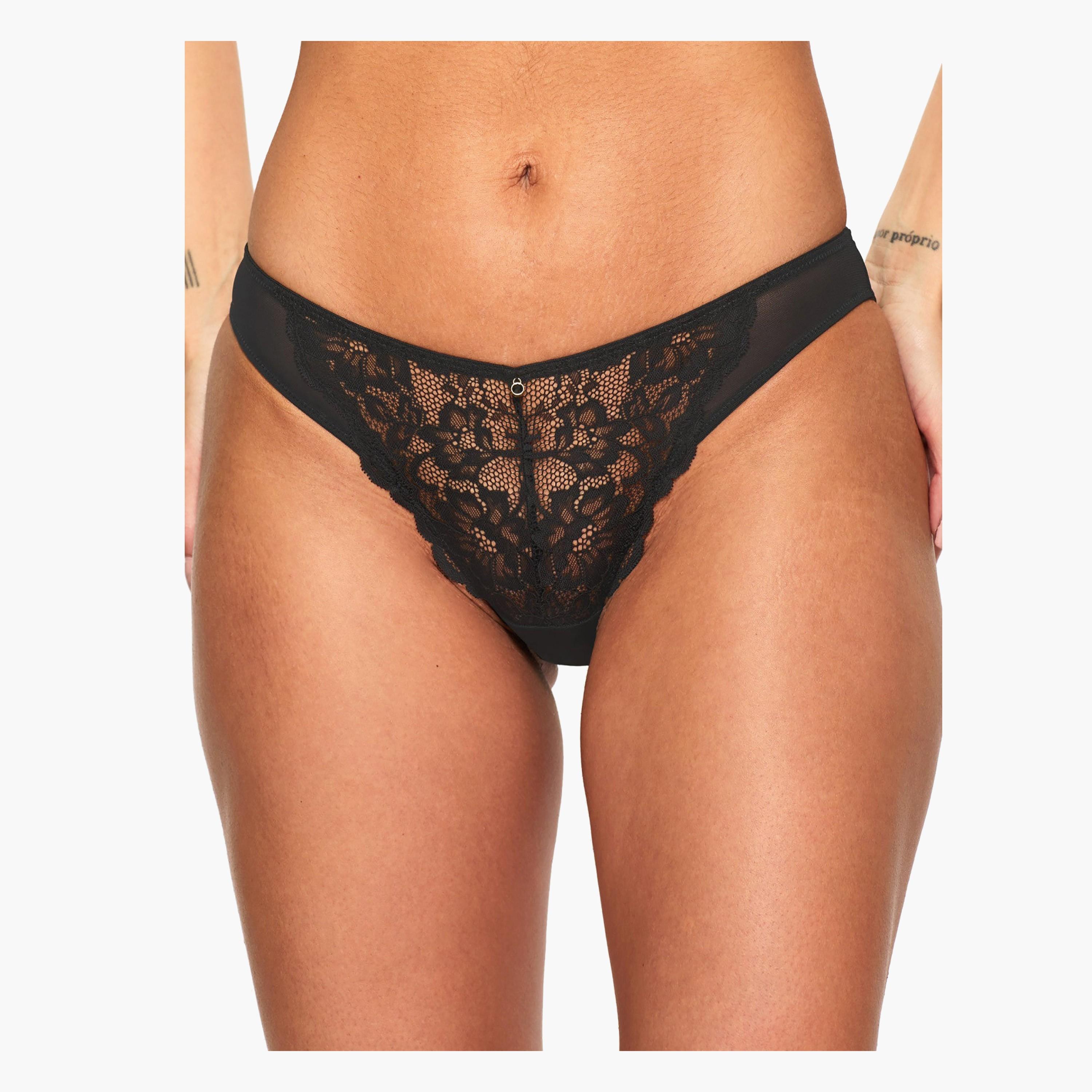 سراويل برازيلية نسائية دانتيل أسود بتغطية متوسطة سيكسي ليس من آن سمرز-women-clothing-lingerie-panties-image-1
