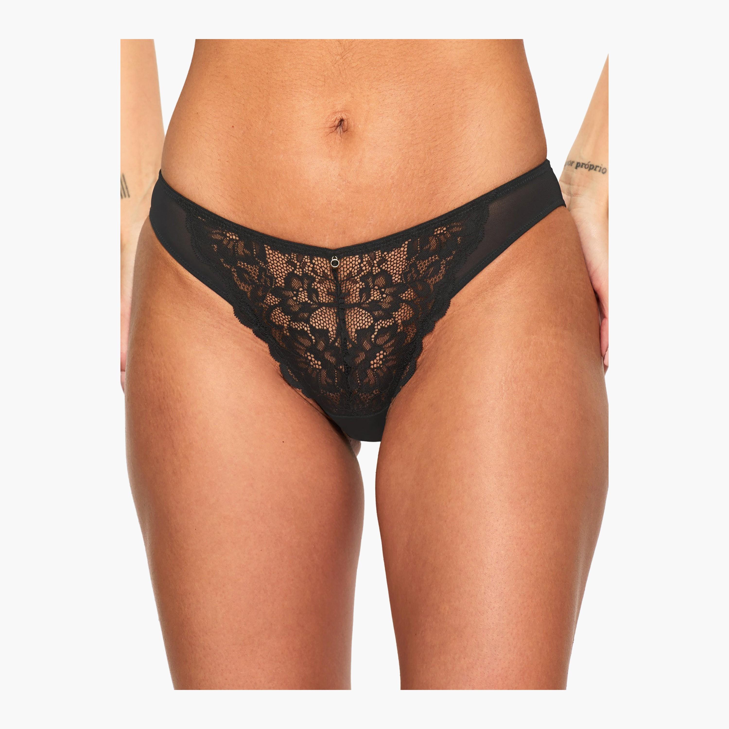 Ann Summers Sexy Lace Medium Coverage Women's Crotchless Brazilian Panties-women-clothing-lingerie-panties-image-1