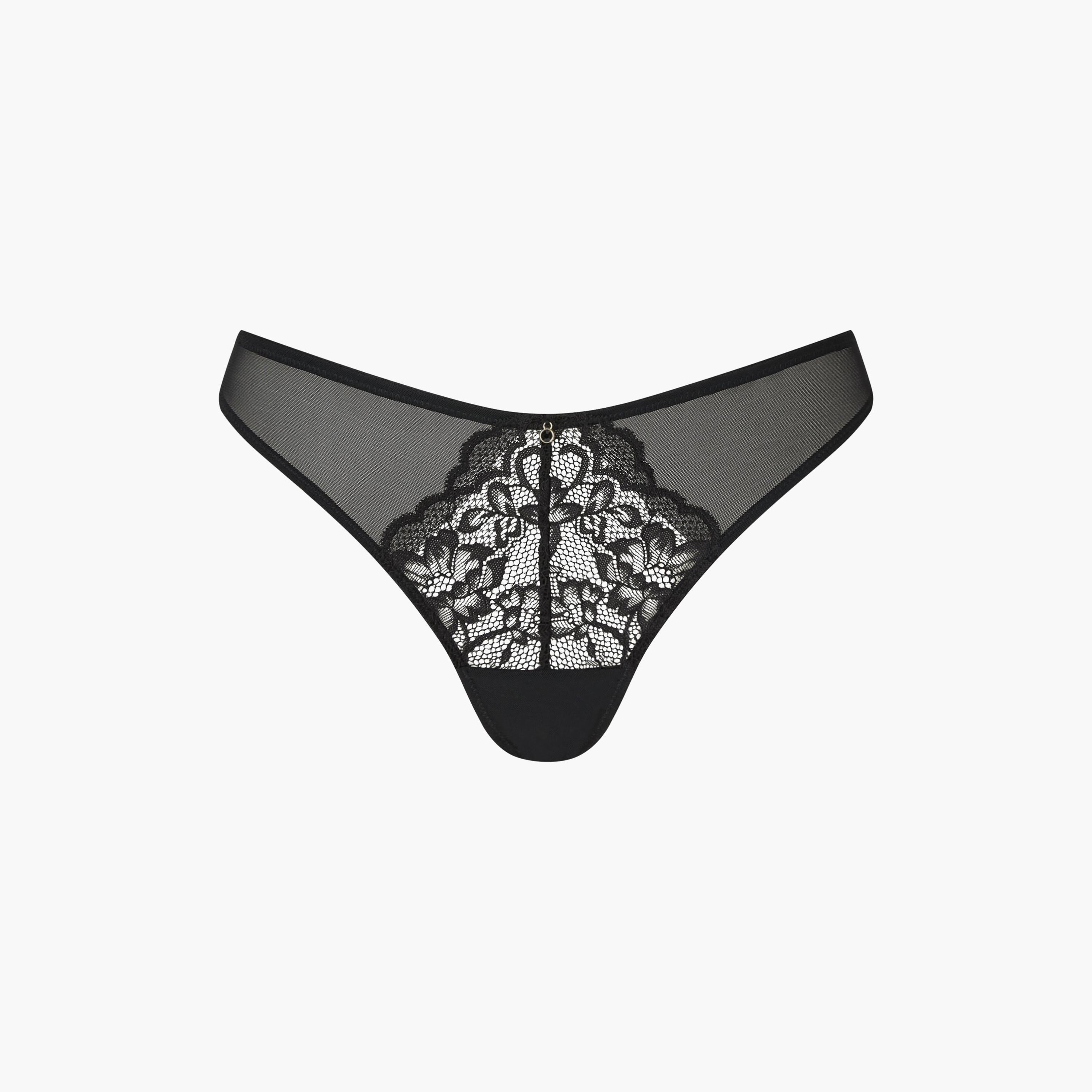 Ann Summers Pack of 3 Black Floral Lace Low Coverage Women's Thong Panties-women-clothing-lingerie-panties-image-4
